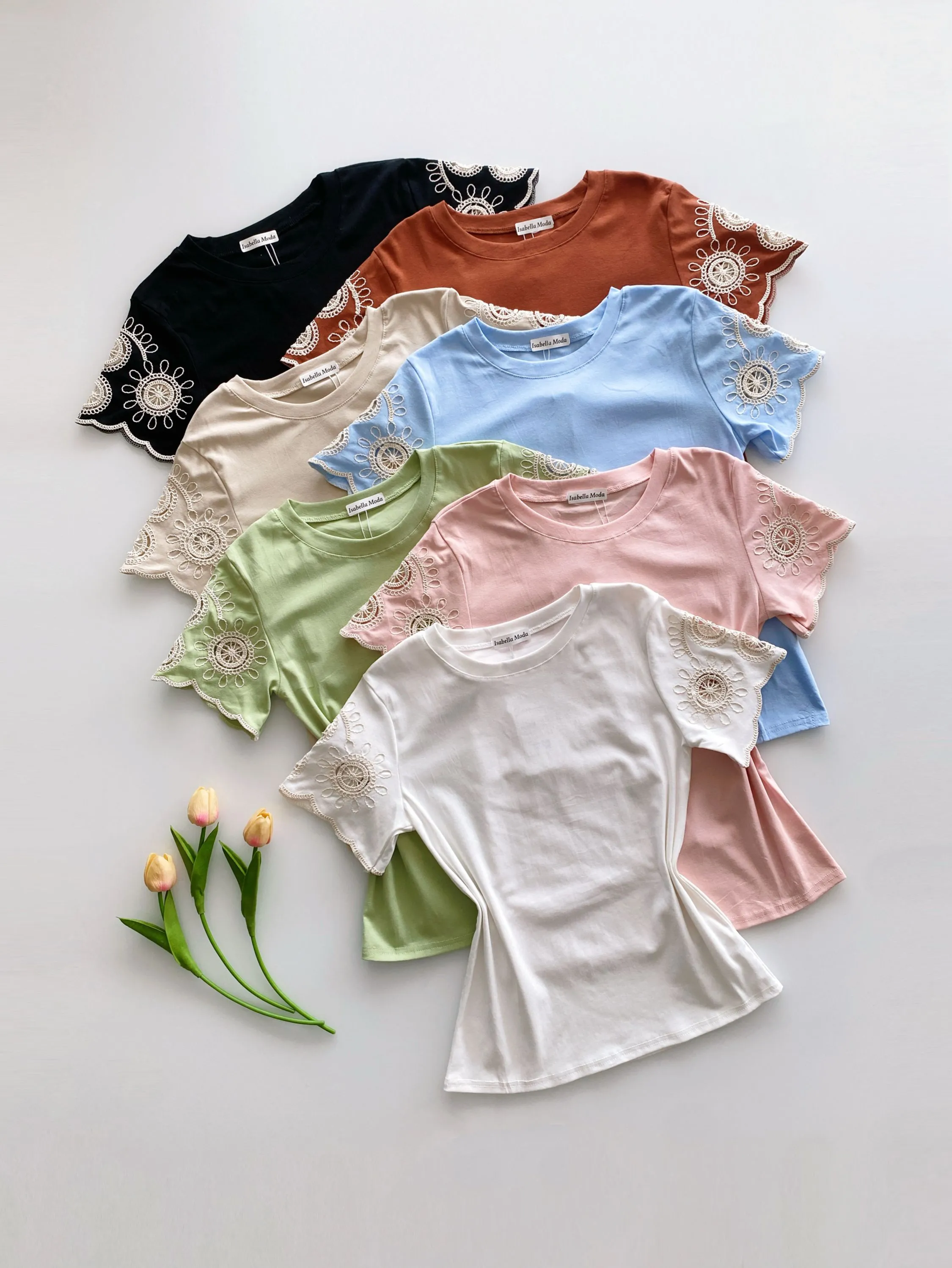 Blusa algodão manga bordado 164# Isabella moda