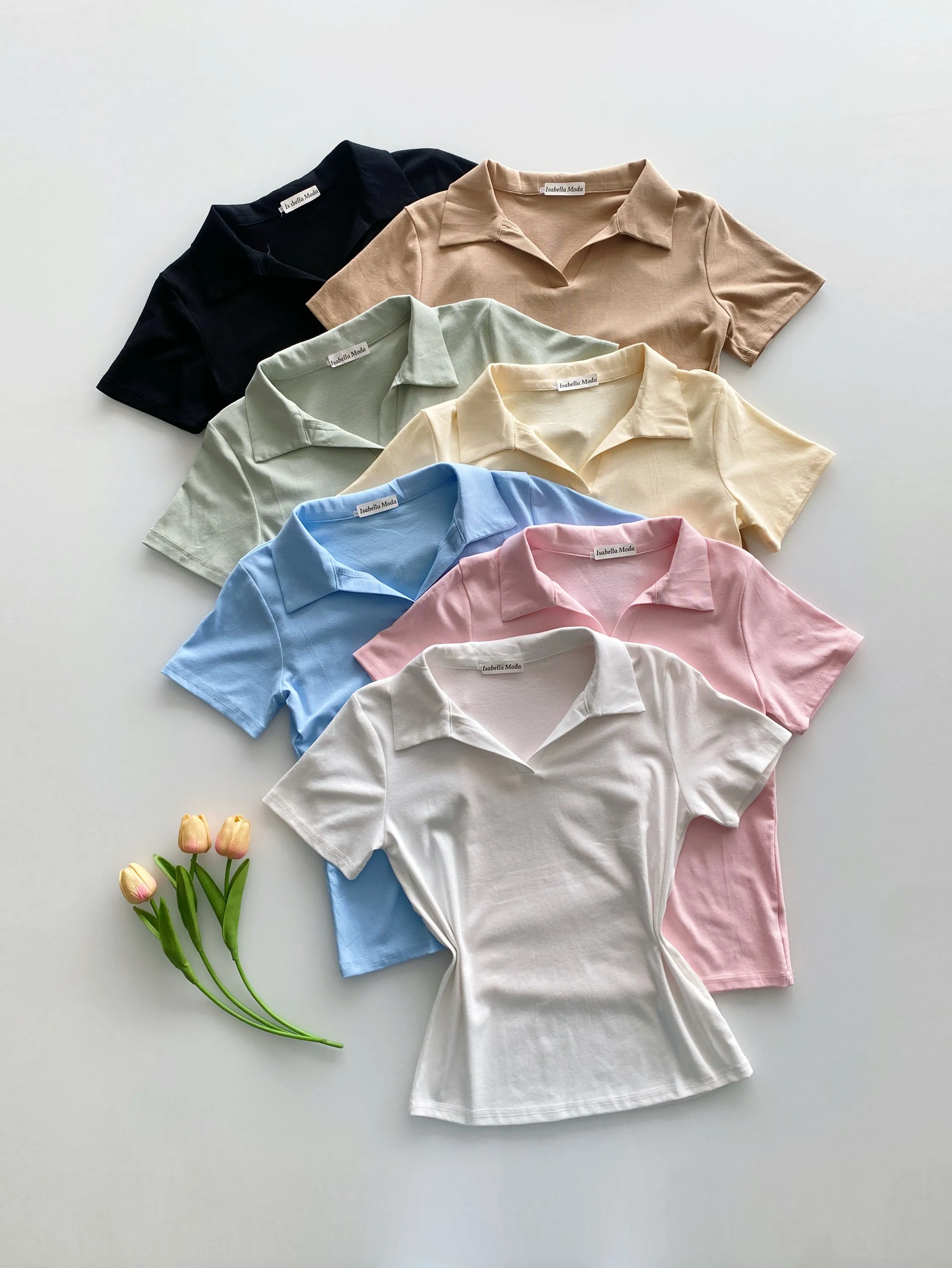 Blusa polo algodão manga curta Isabella moda