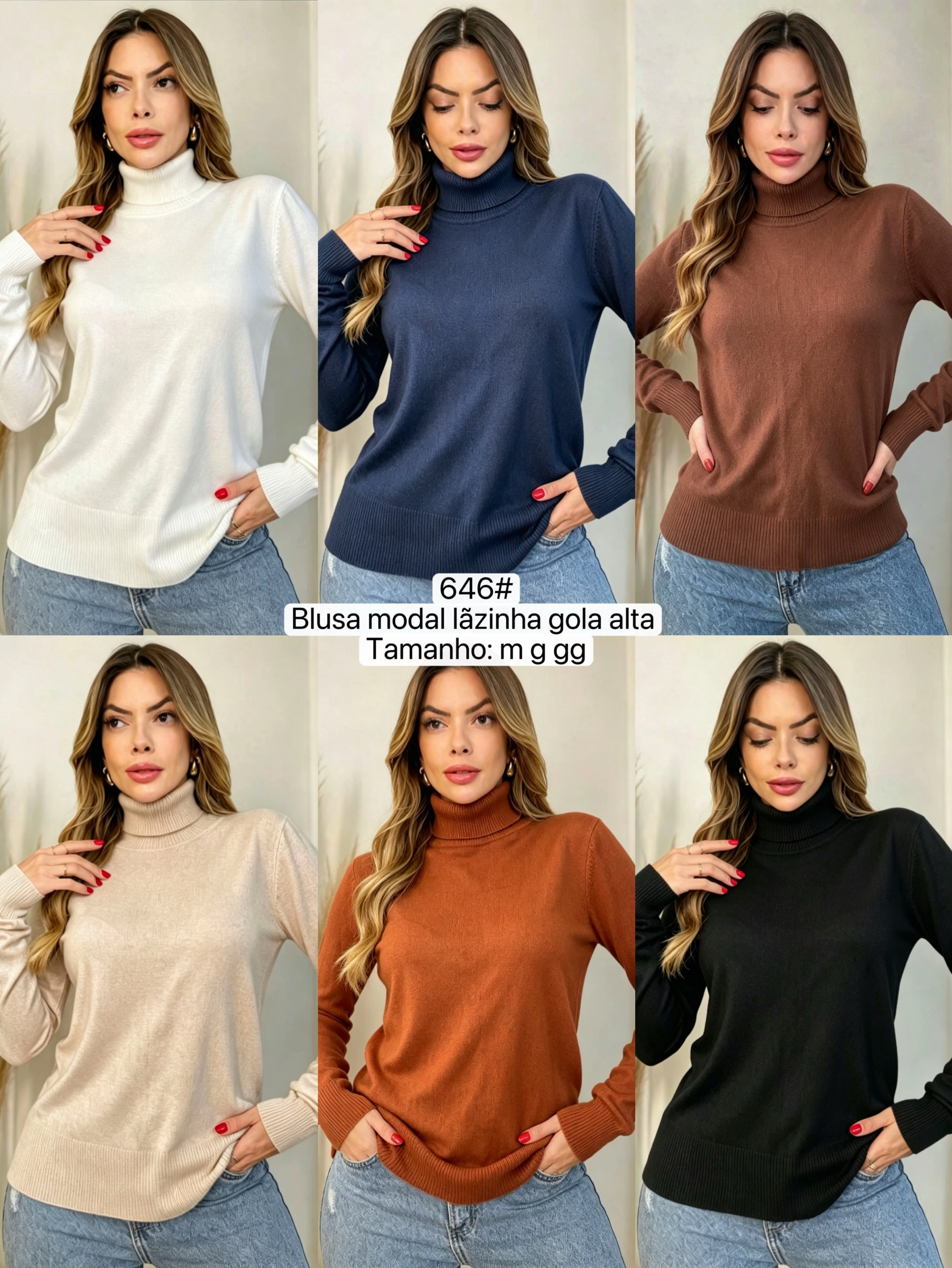 646# Blusa modal lãzinha gola alto Isabella moda