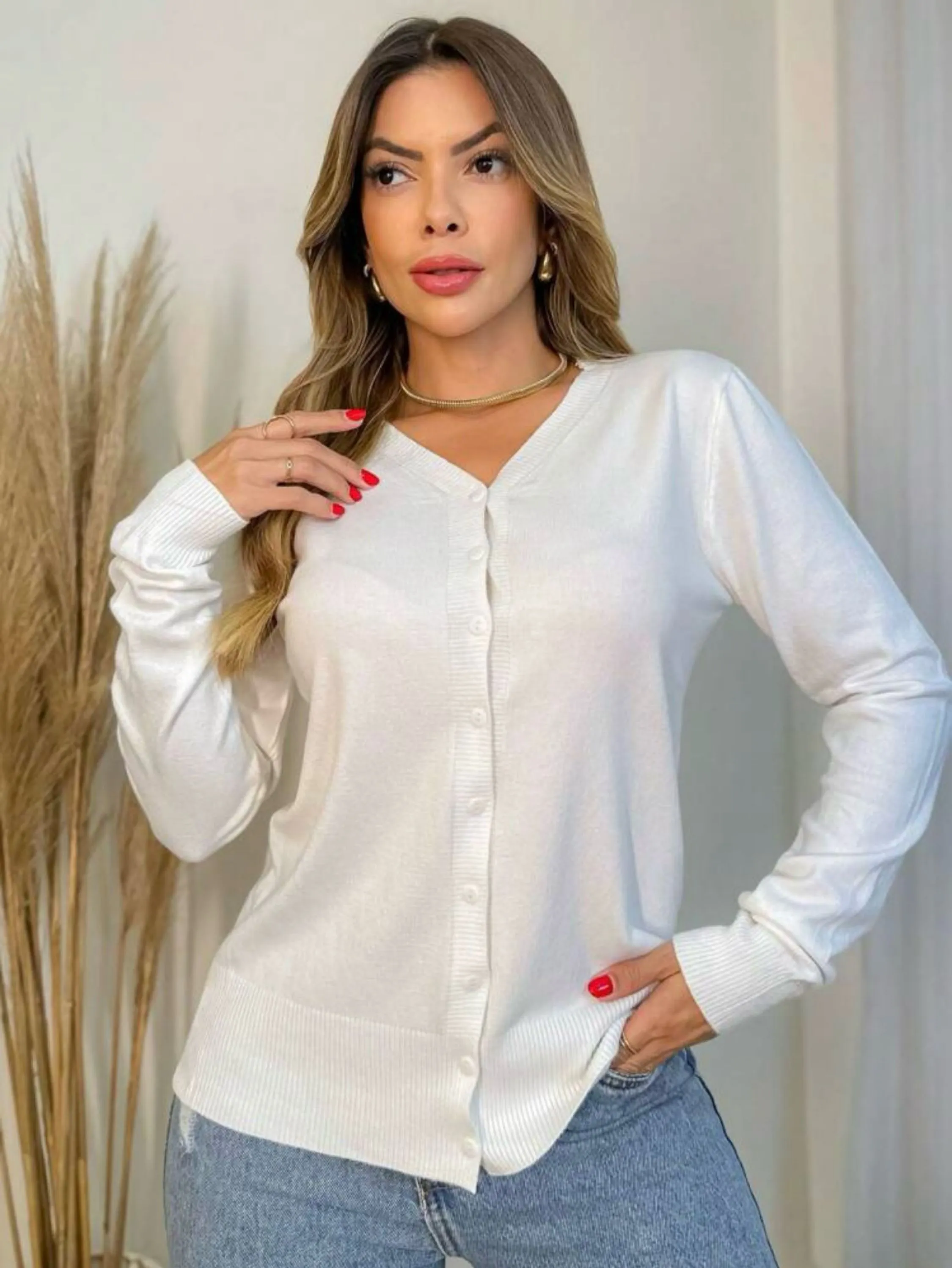 Cardigan modal lãzinha com botão Isabella moda