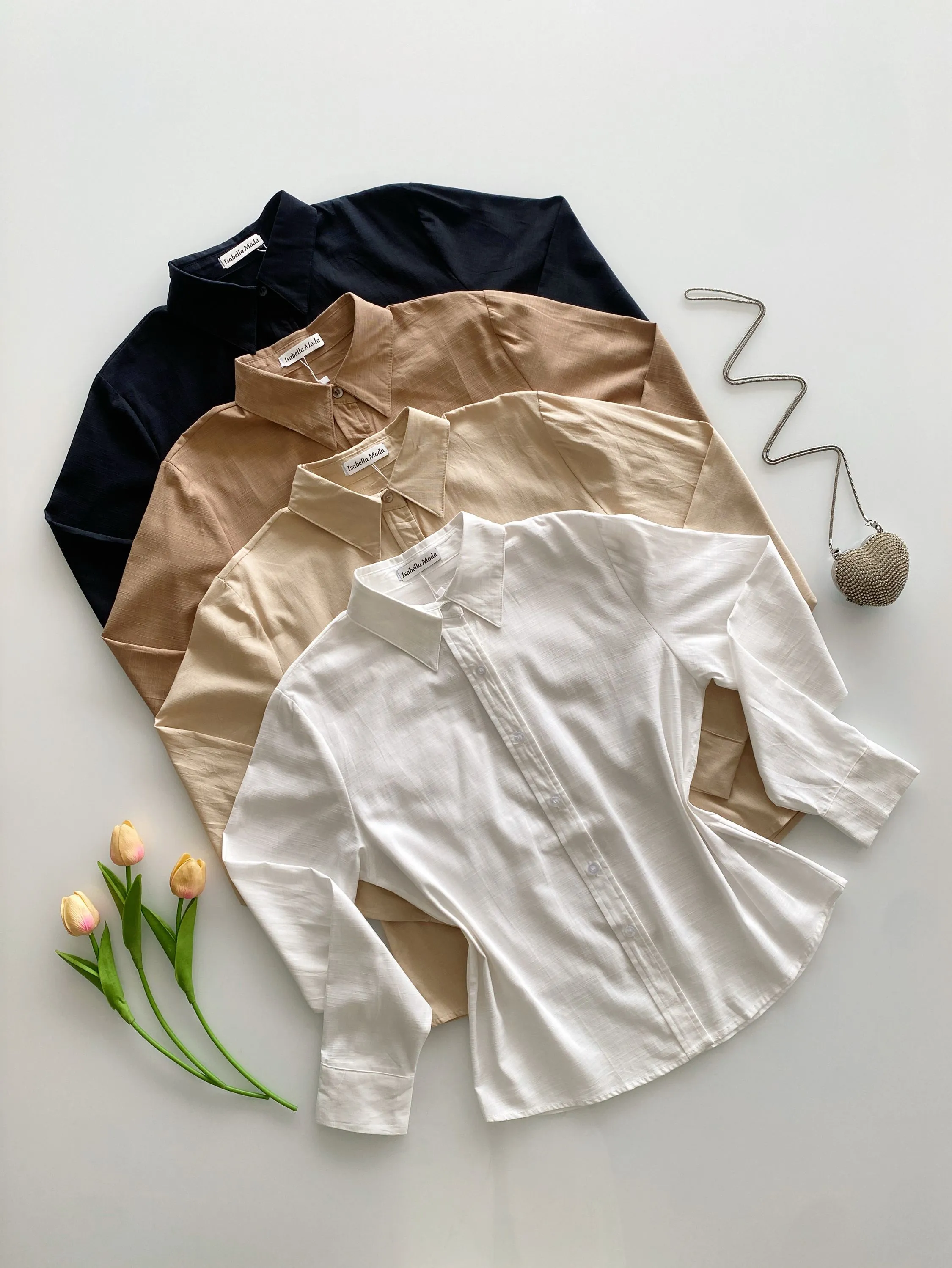 Camisa linho manga longa Isabella moda