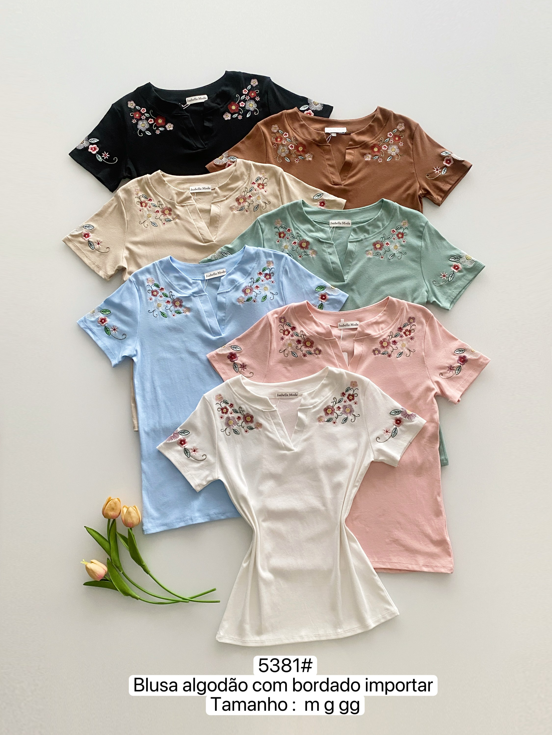 5381# Blusa algodão com bordado Isabella moda