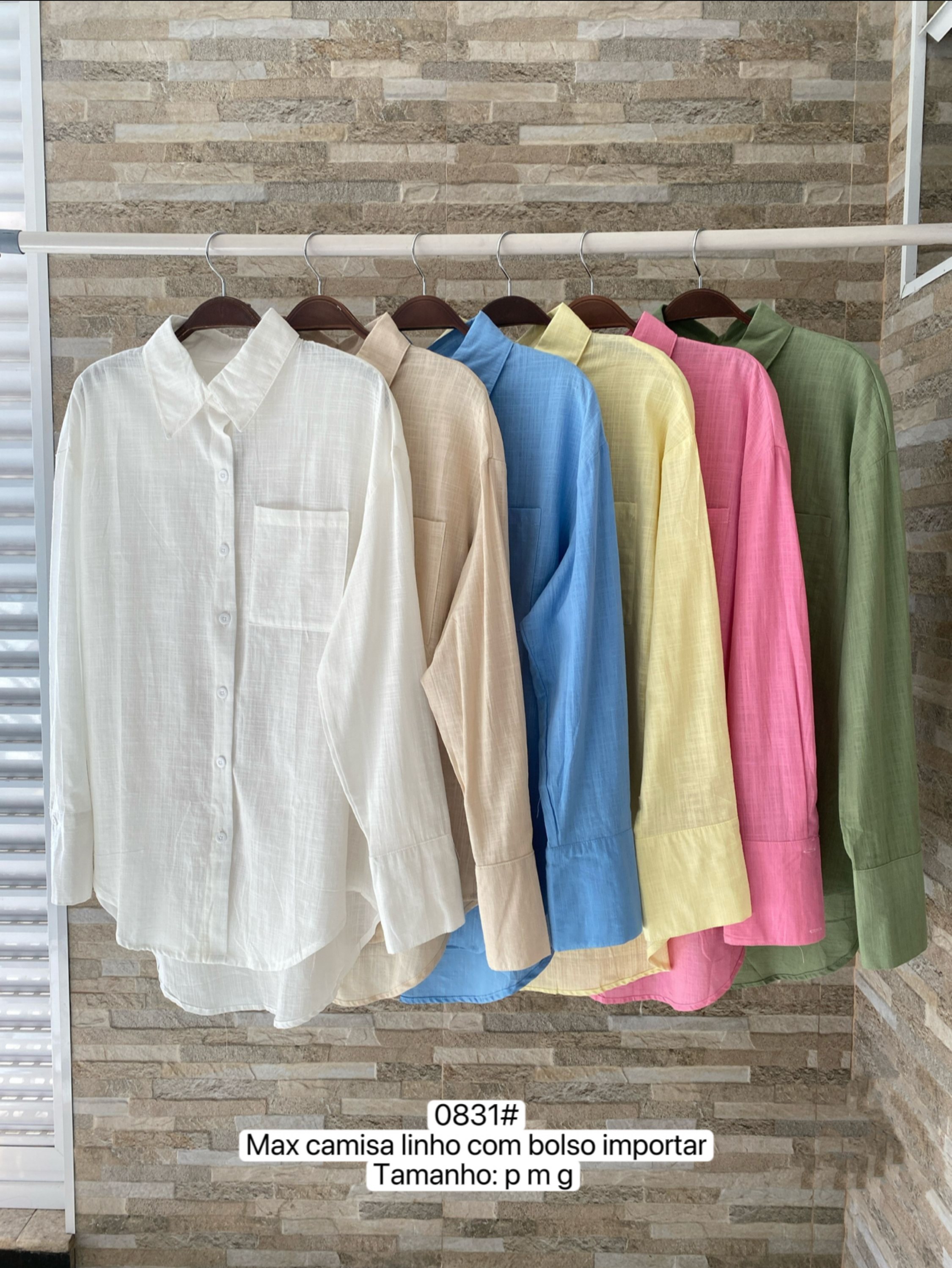 0831# MAX camisa linho Isabella moda