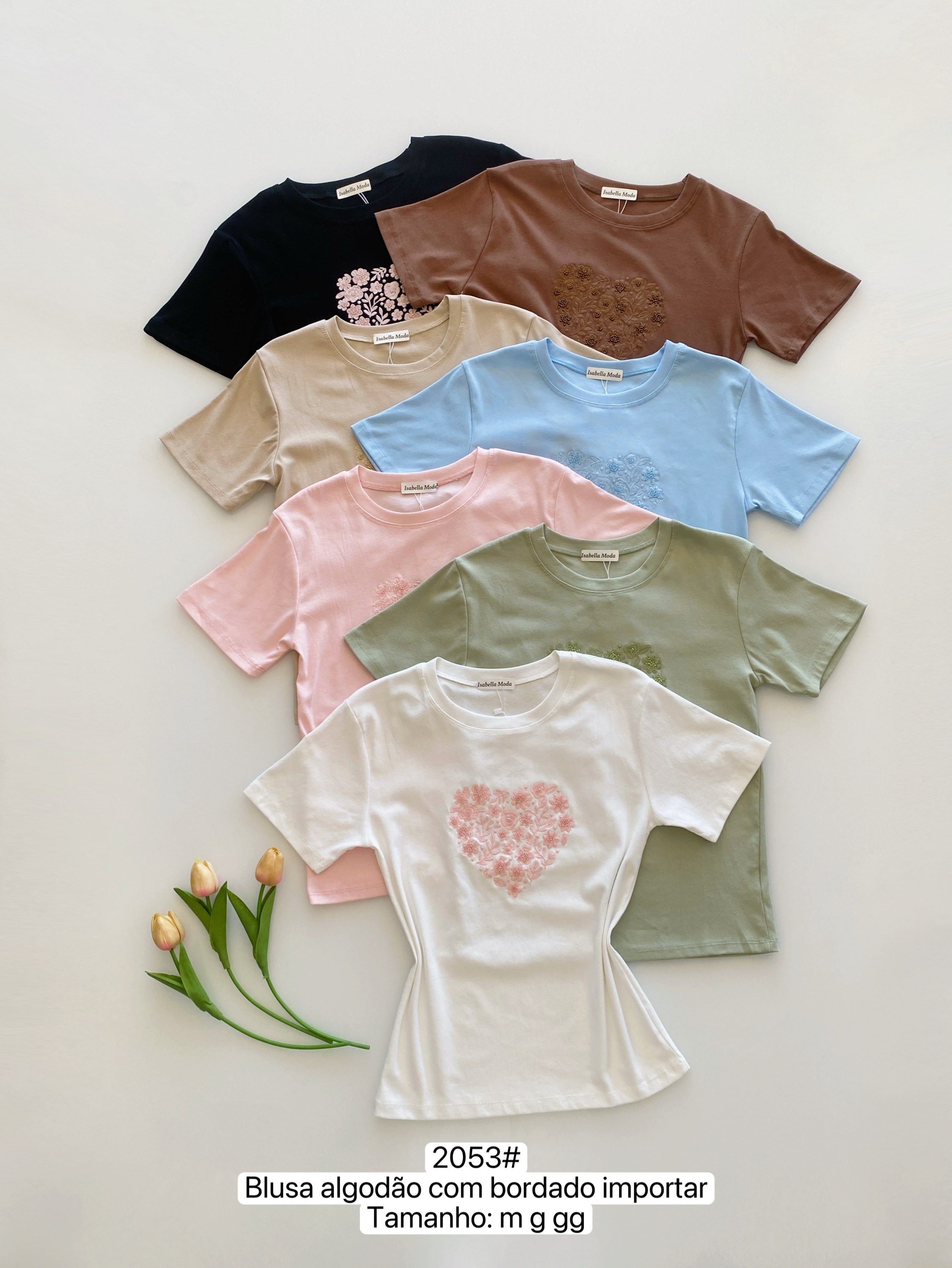 2053# Blusa algodão com borrado Isabella moda
