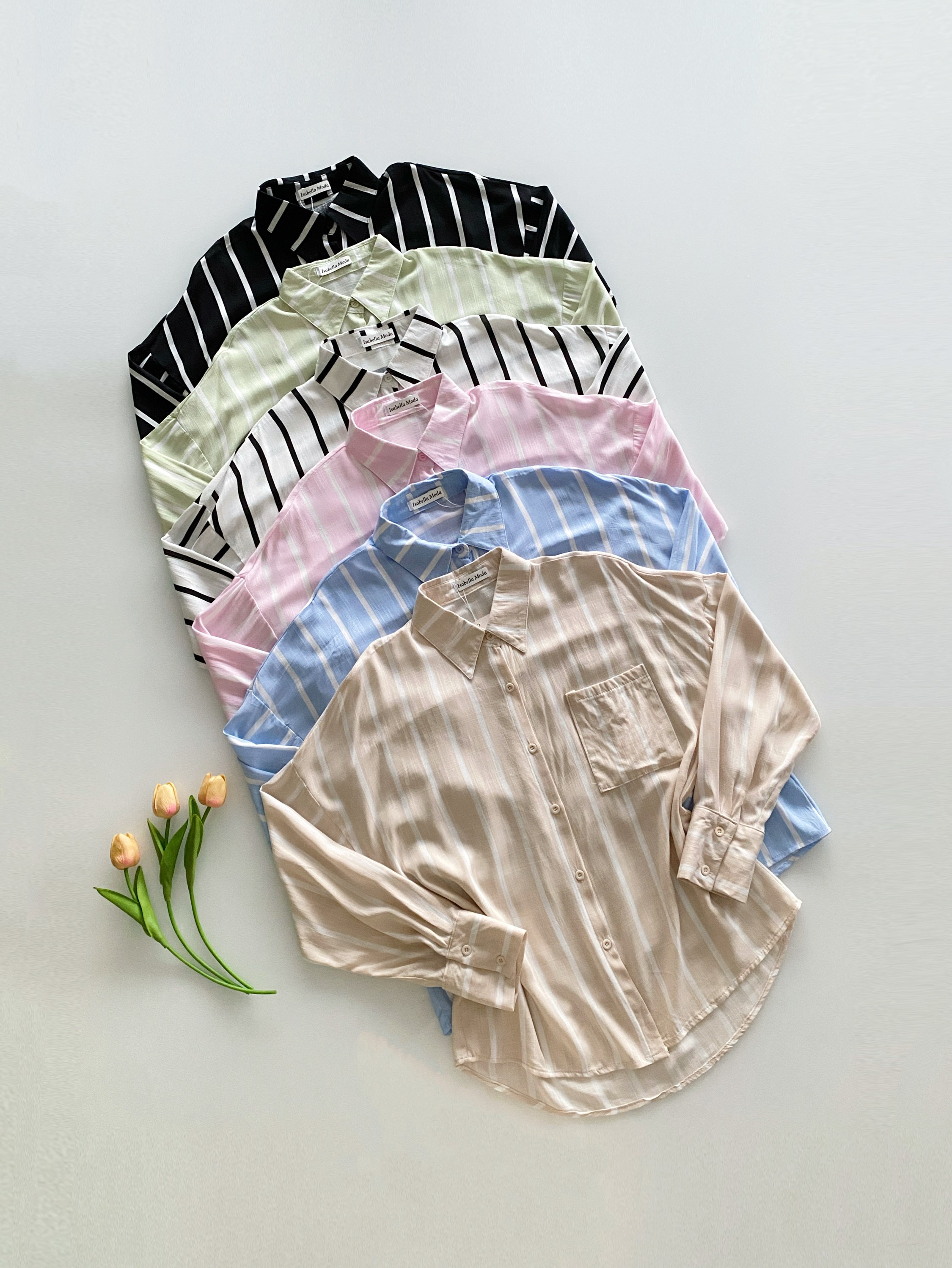 MAX camisa linho listrada Isabella moda