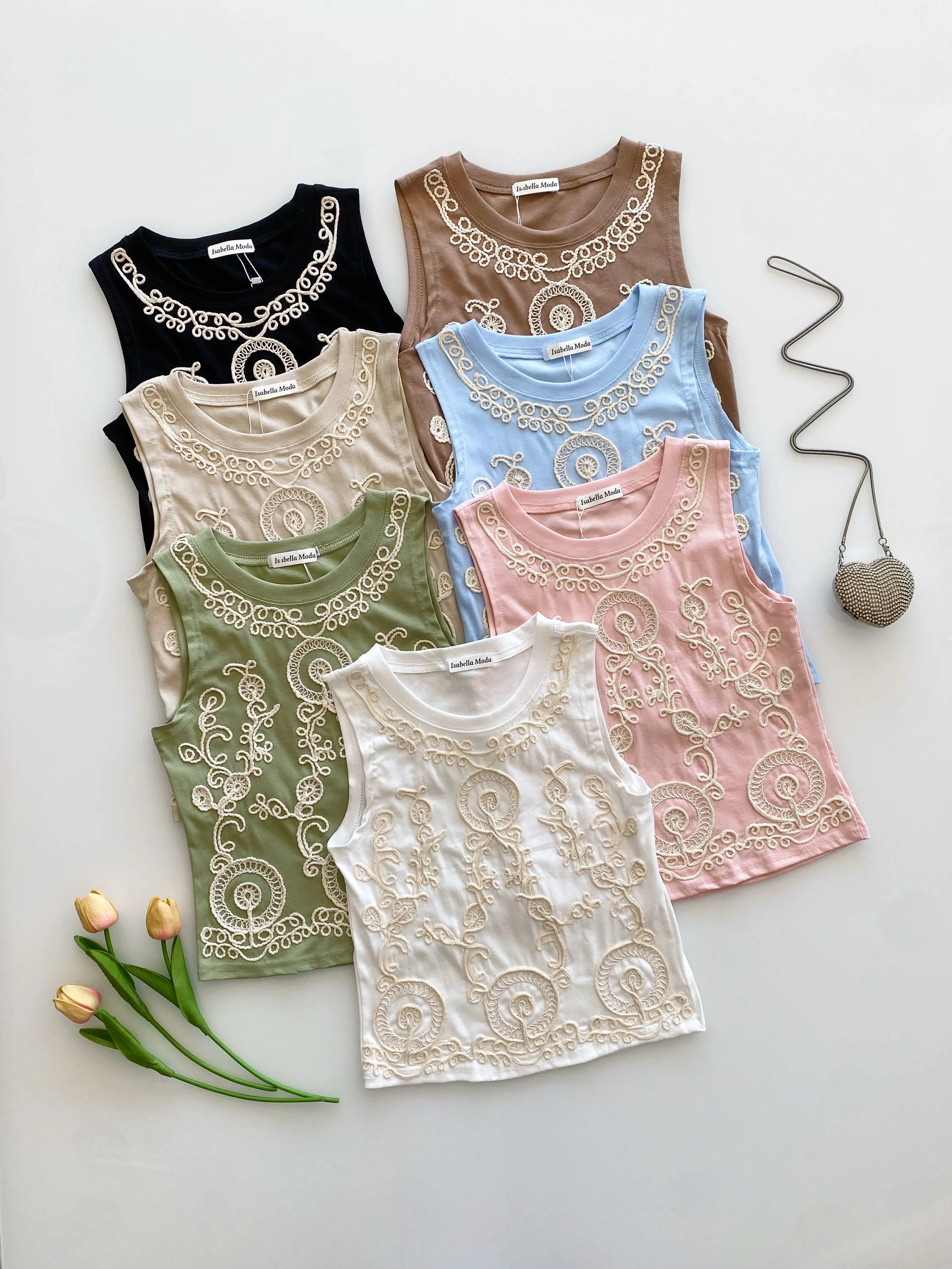 Regata algodão com bordado Isabella moda