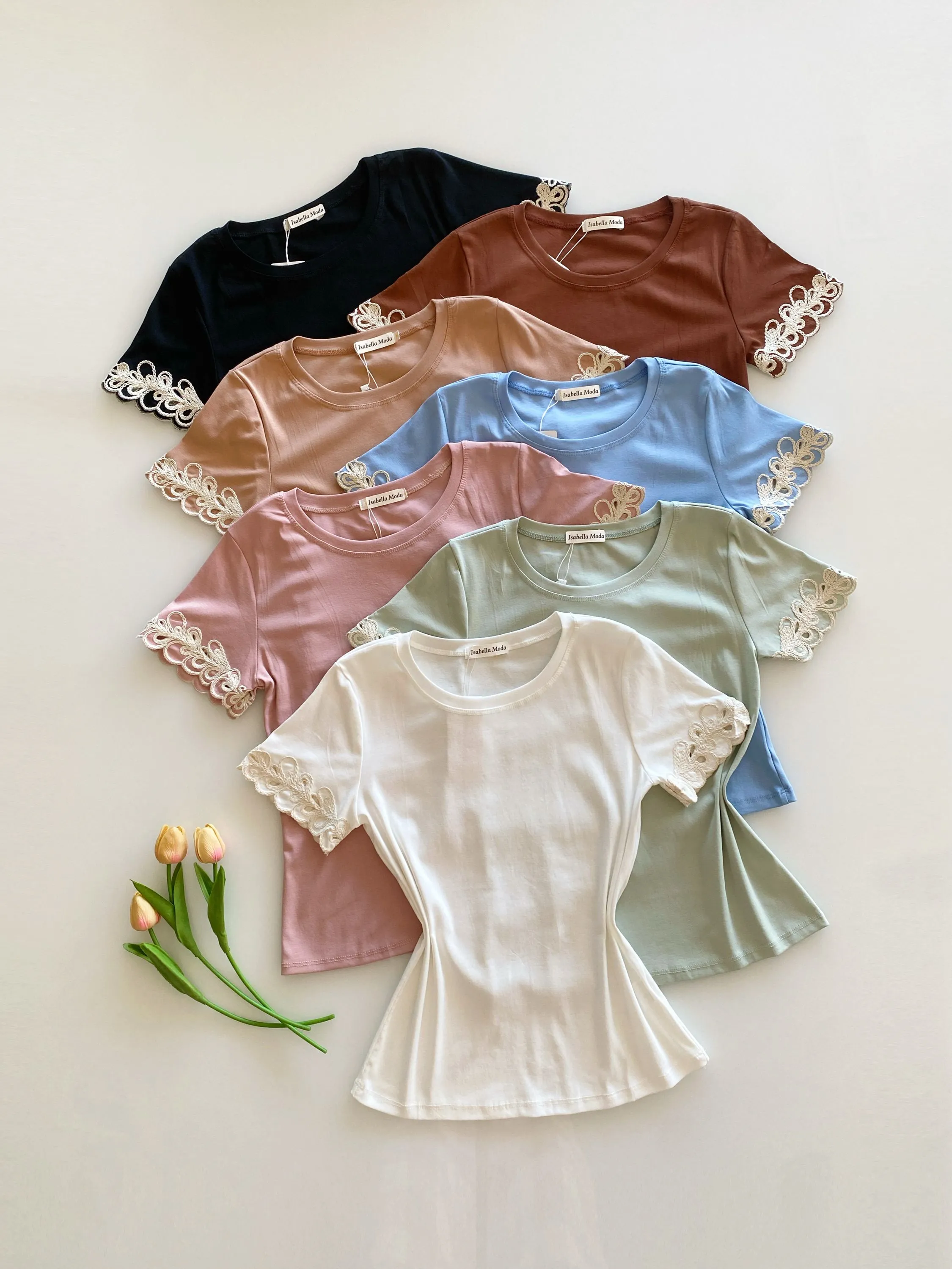 Blusa algodão manga bordado Isabella moda