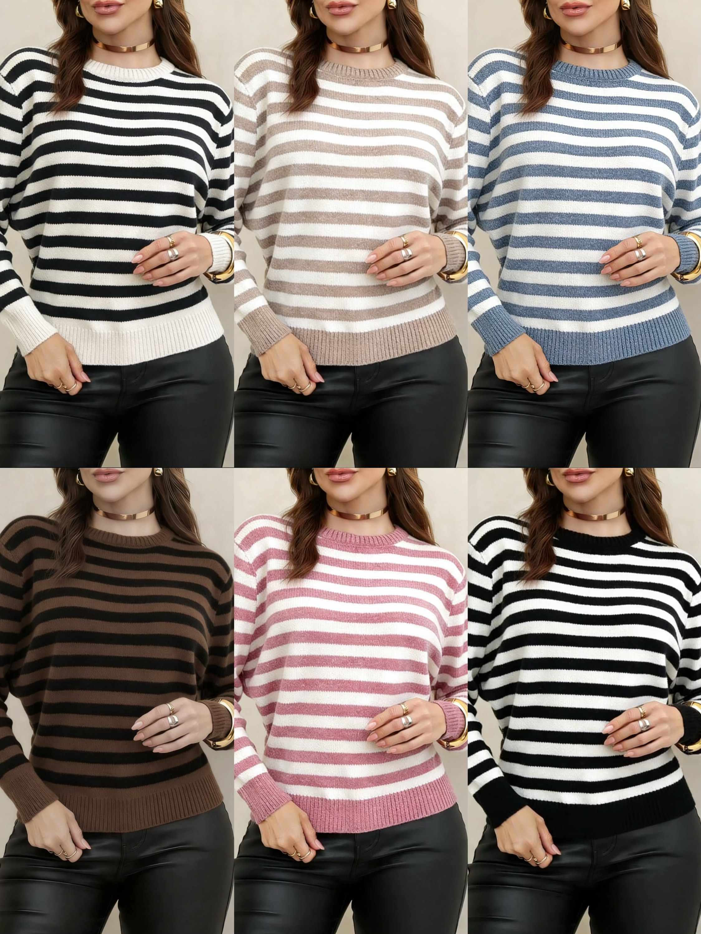 Blusa tricô mousse listrada Isabella moda