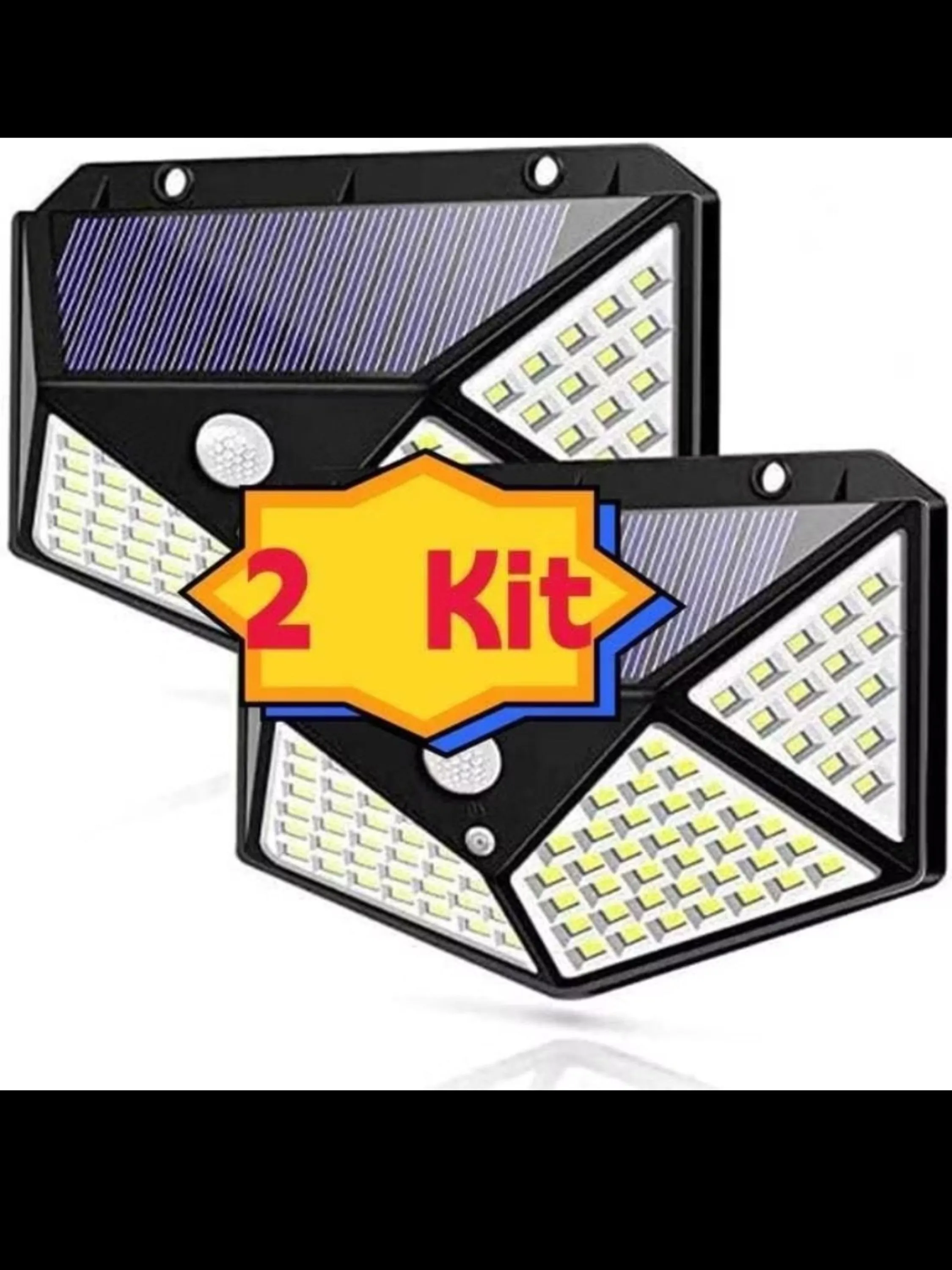 KIT com 2 luminárias solar 100 LED à prova d'água MT043