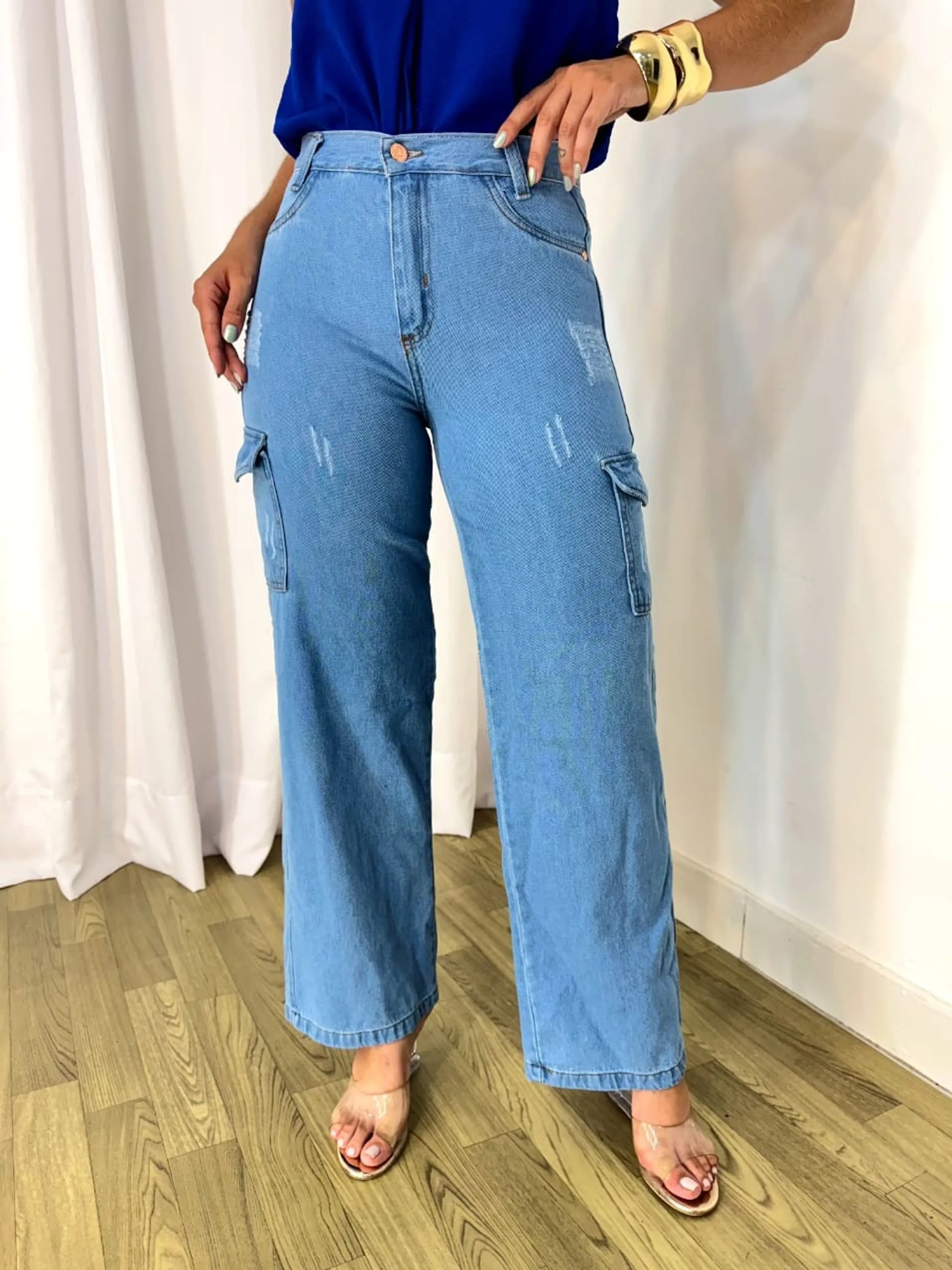 Calça cargo jeans