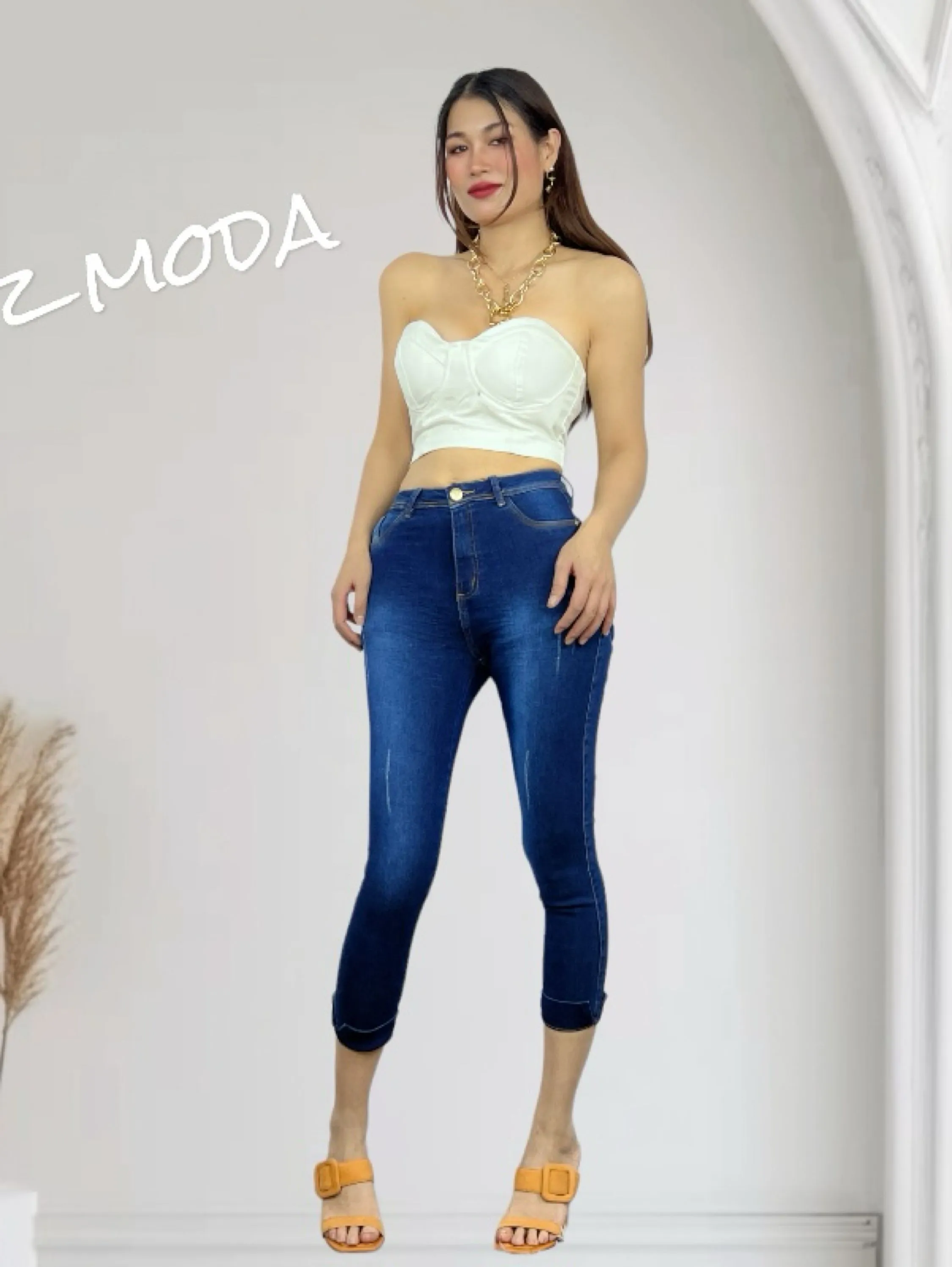 Calças Skinny Feminina Cintura Alta Com Lycra Corte Moderno.