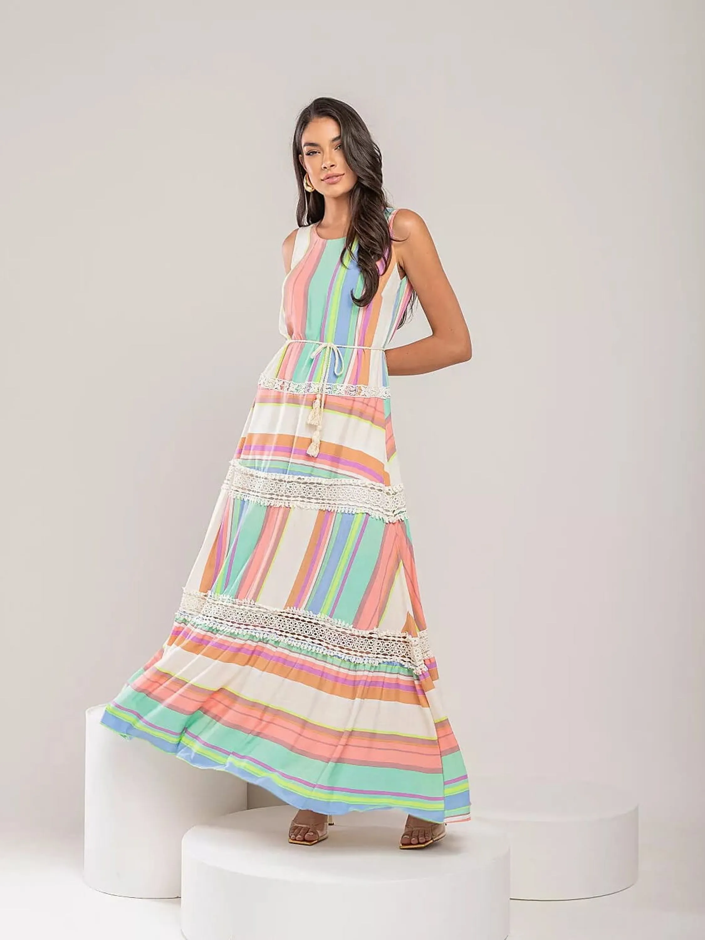 VESTIDO LONG LISTRADO