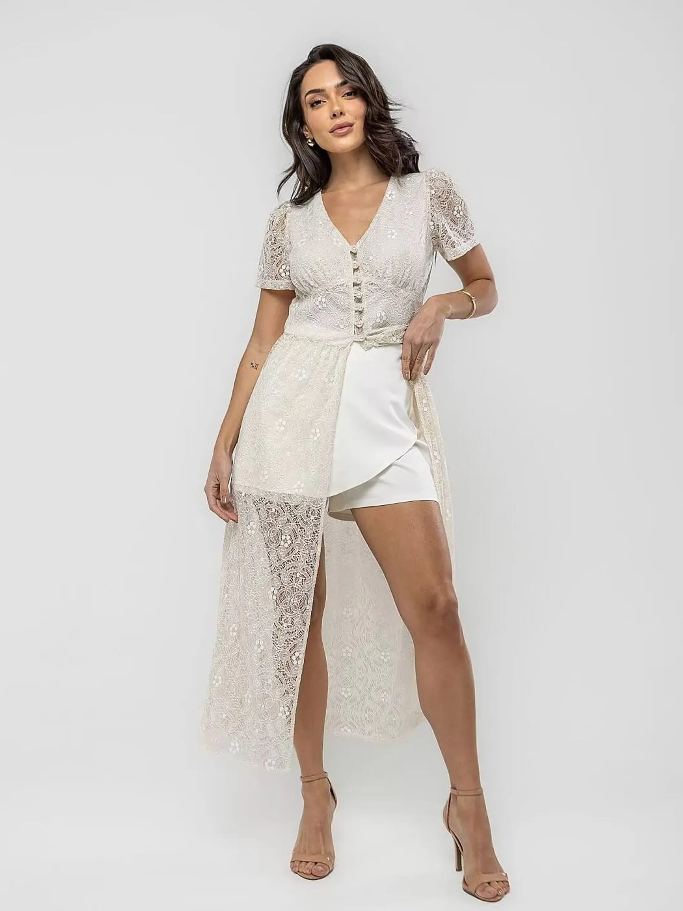 VESTIDO LONGO RENDA LD532R