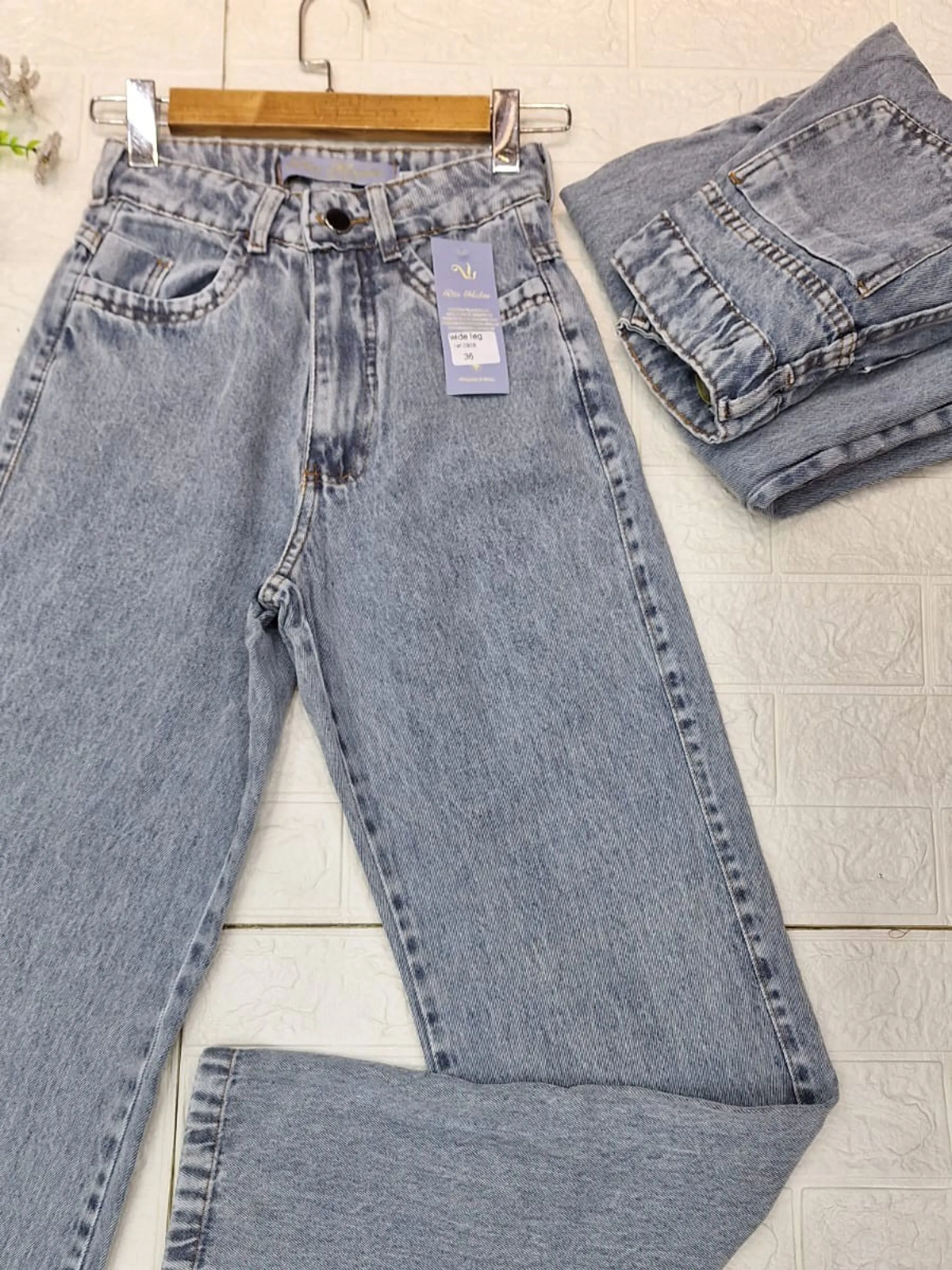 Calça fem wed leg Marmorizado Liso