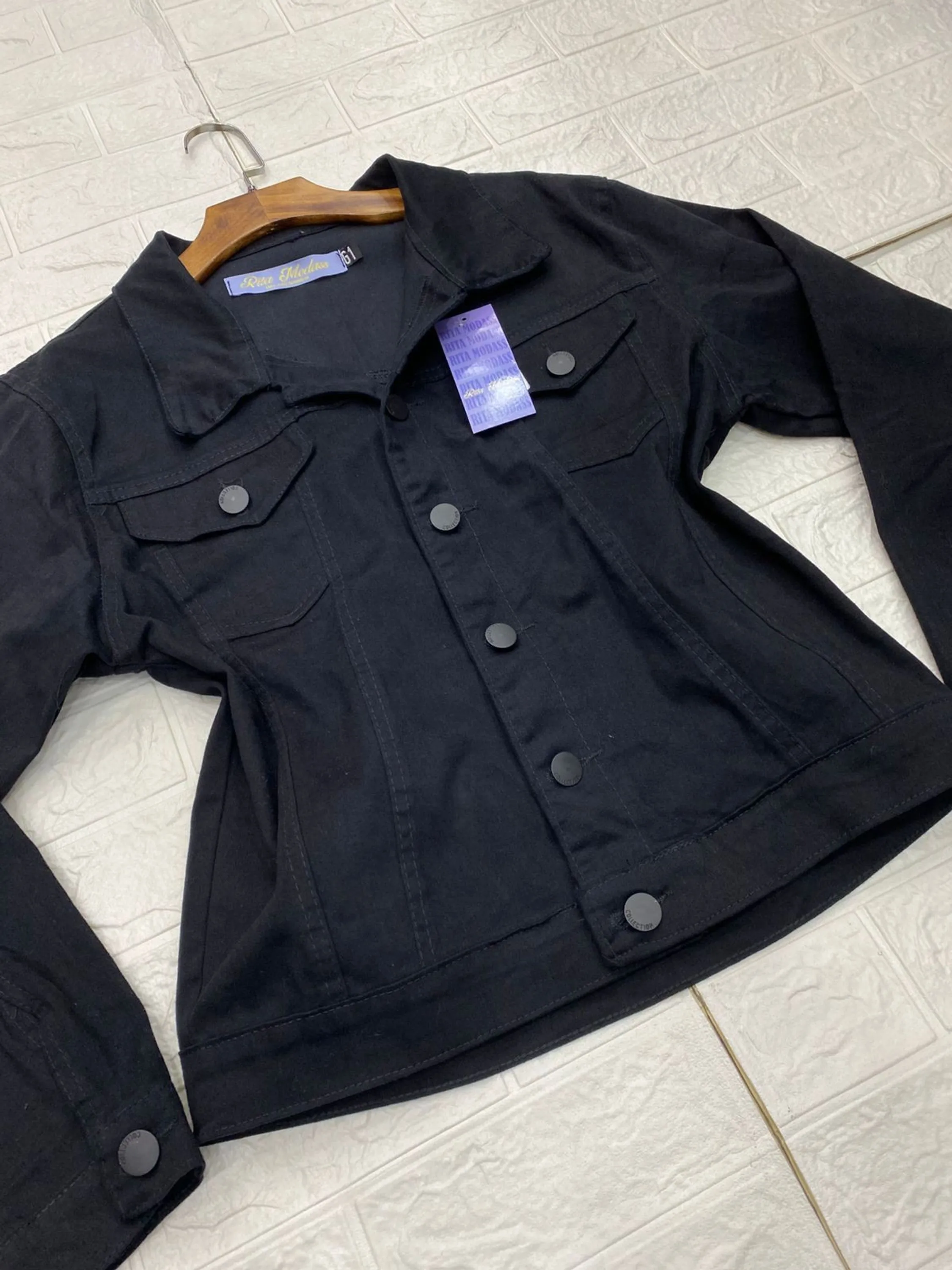 Jaqueta femenino plus size sarja preto