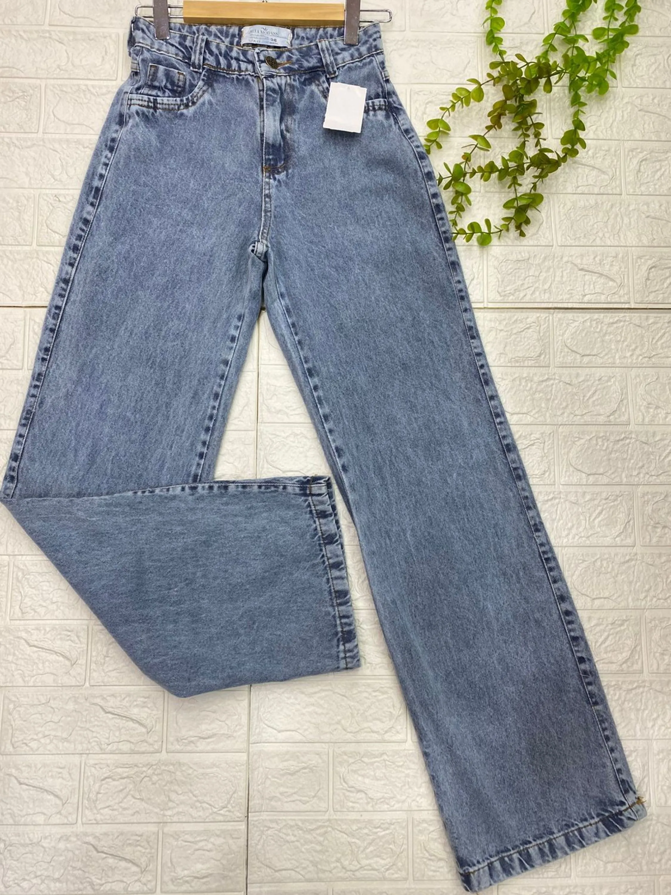 Calça wed Leg fem jeans marmorizado