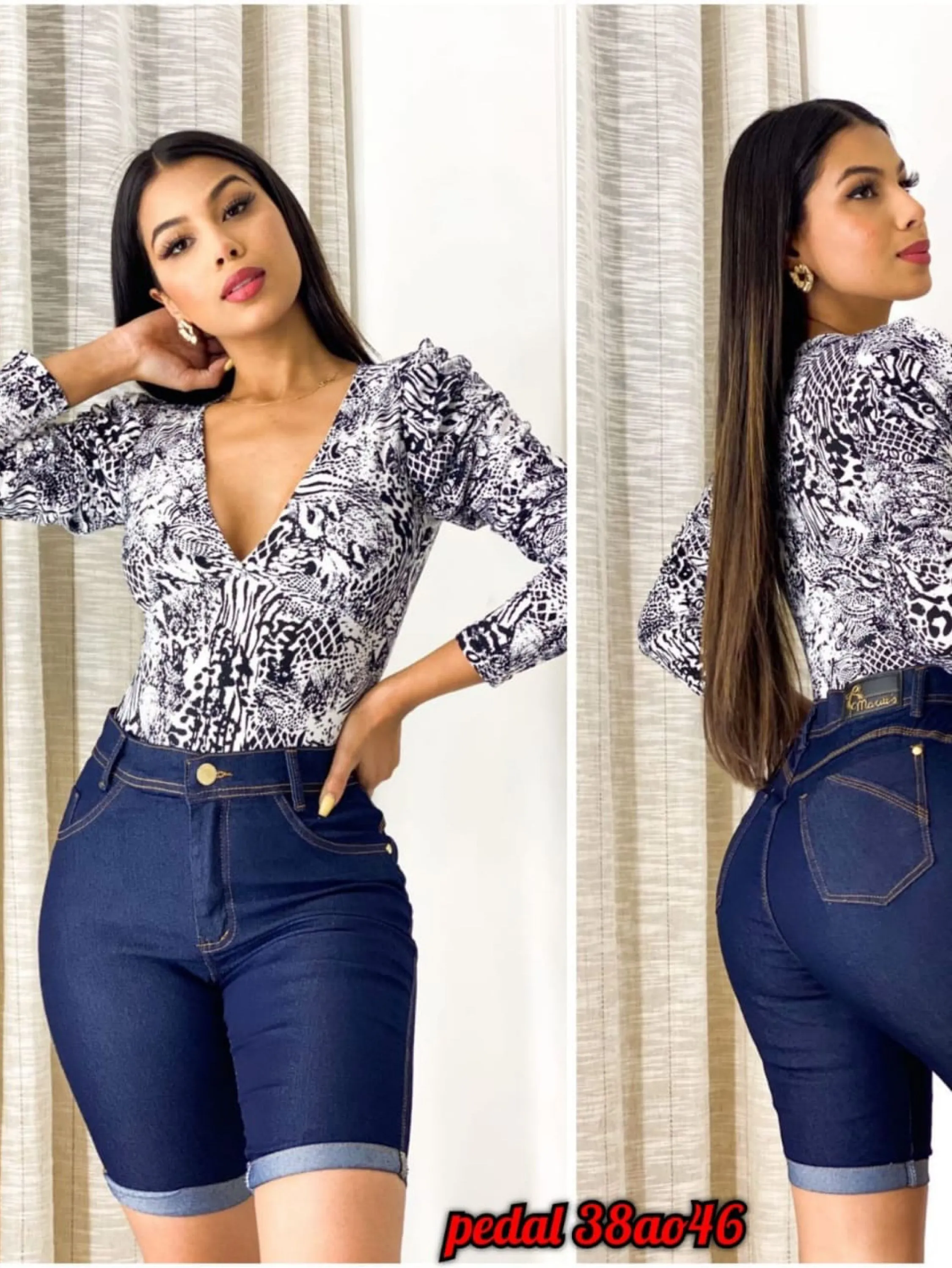 Pedal jeans com laycra