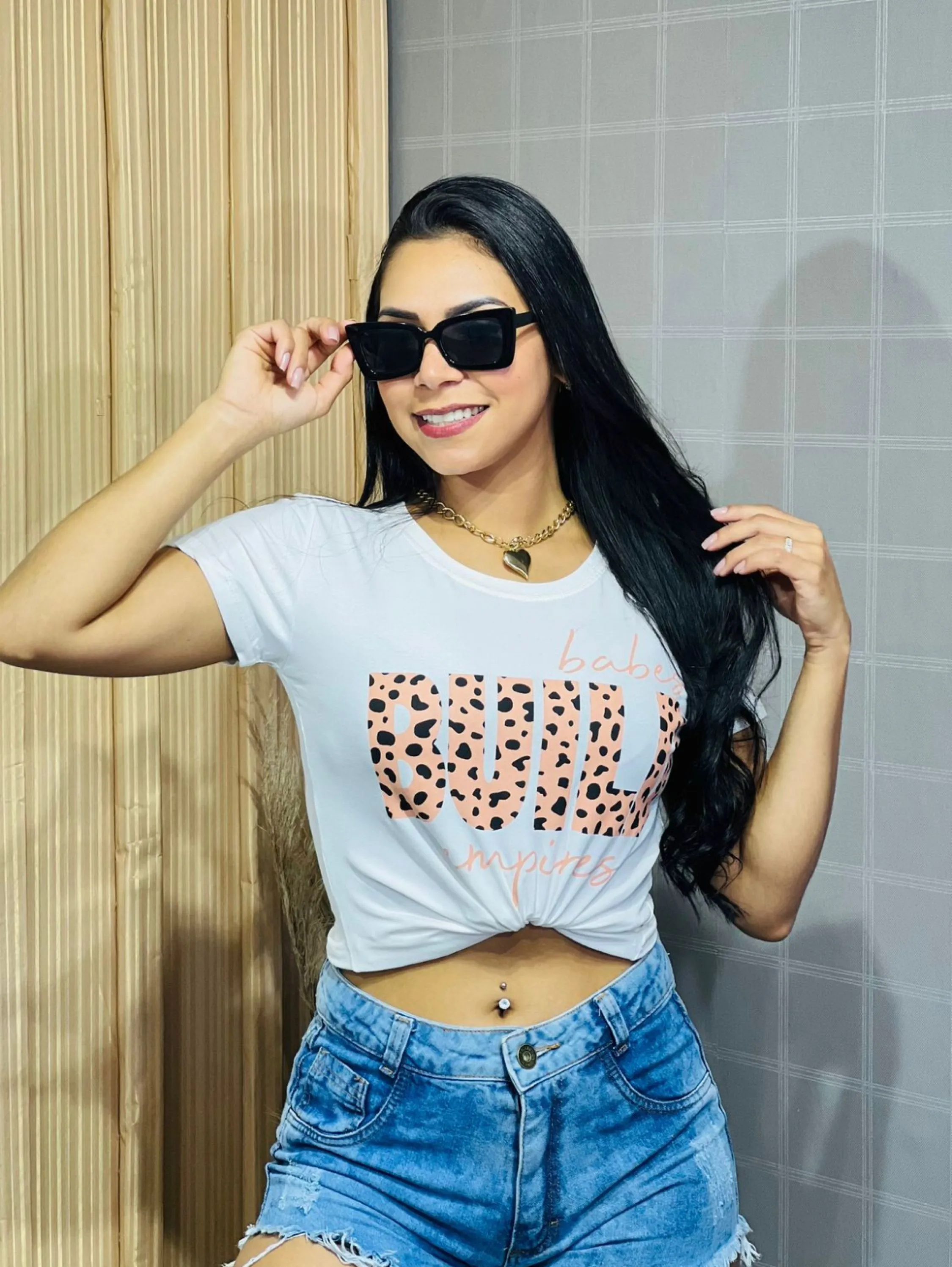 Blusa Camiseta Feminina Tecido Viscolycra Estampa Build