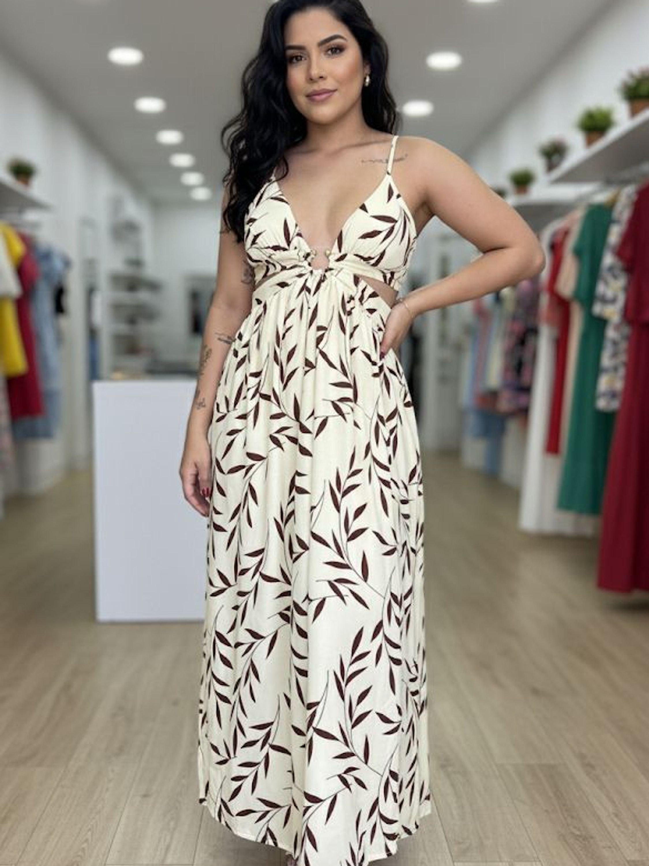 Vestido Estampado Crepe de Seda