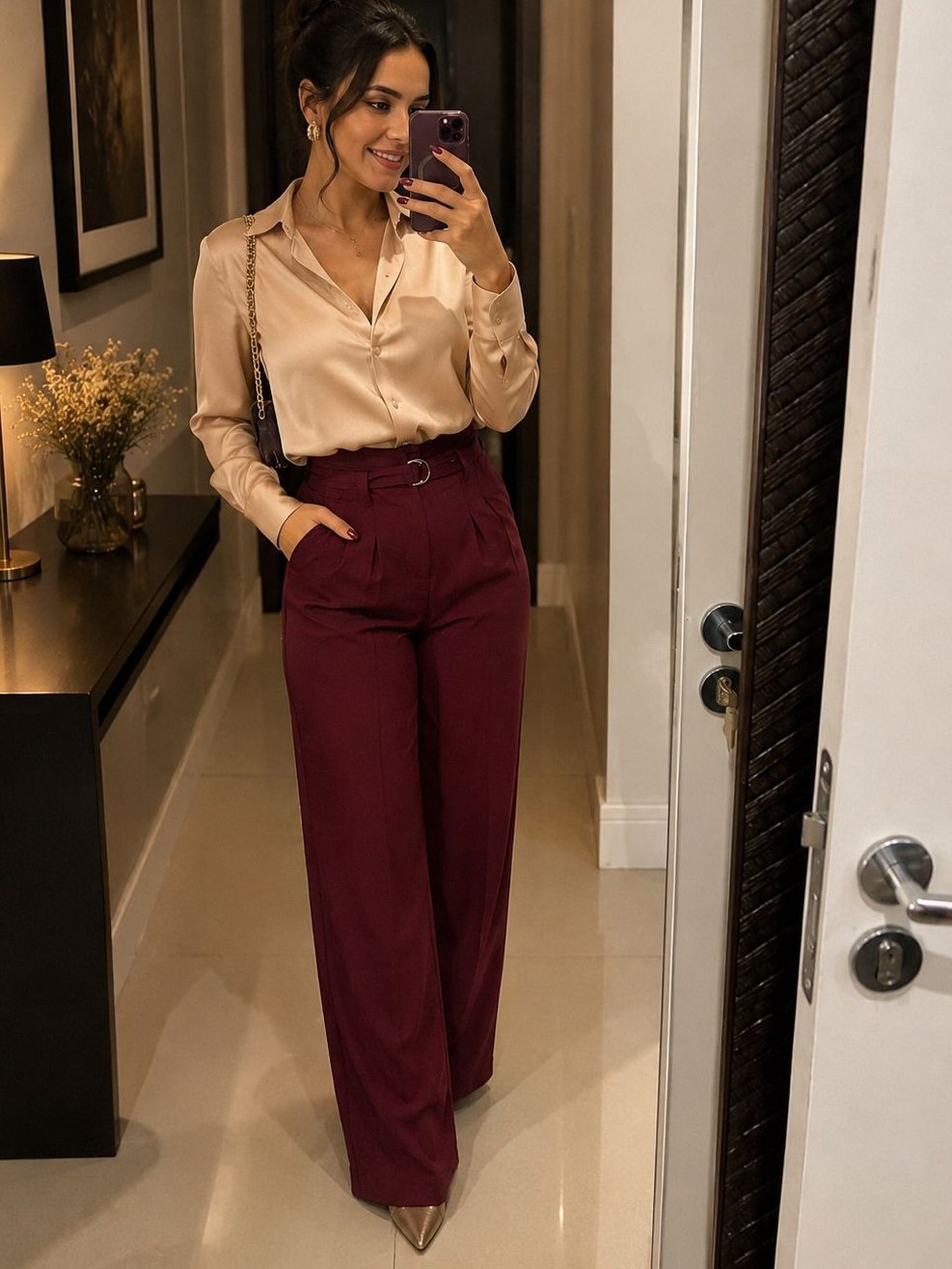 Calça Yasmim Pantalona Alfaiataria Cintura Alta com Cinto