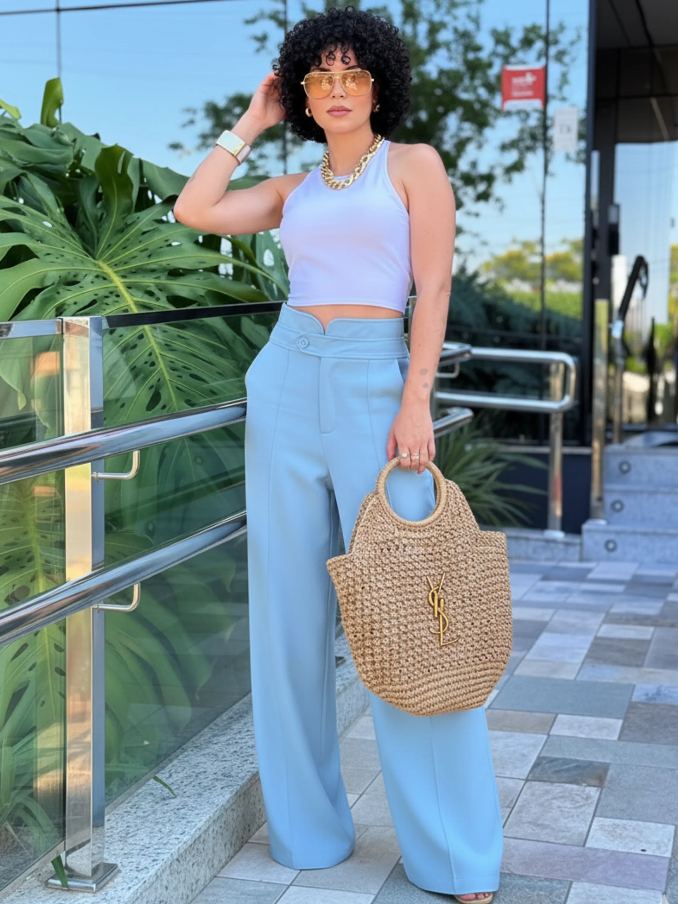 Calça Lorena Pantalona de Alfaiataria Cintura Alta Feminina