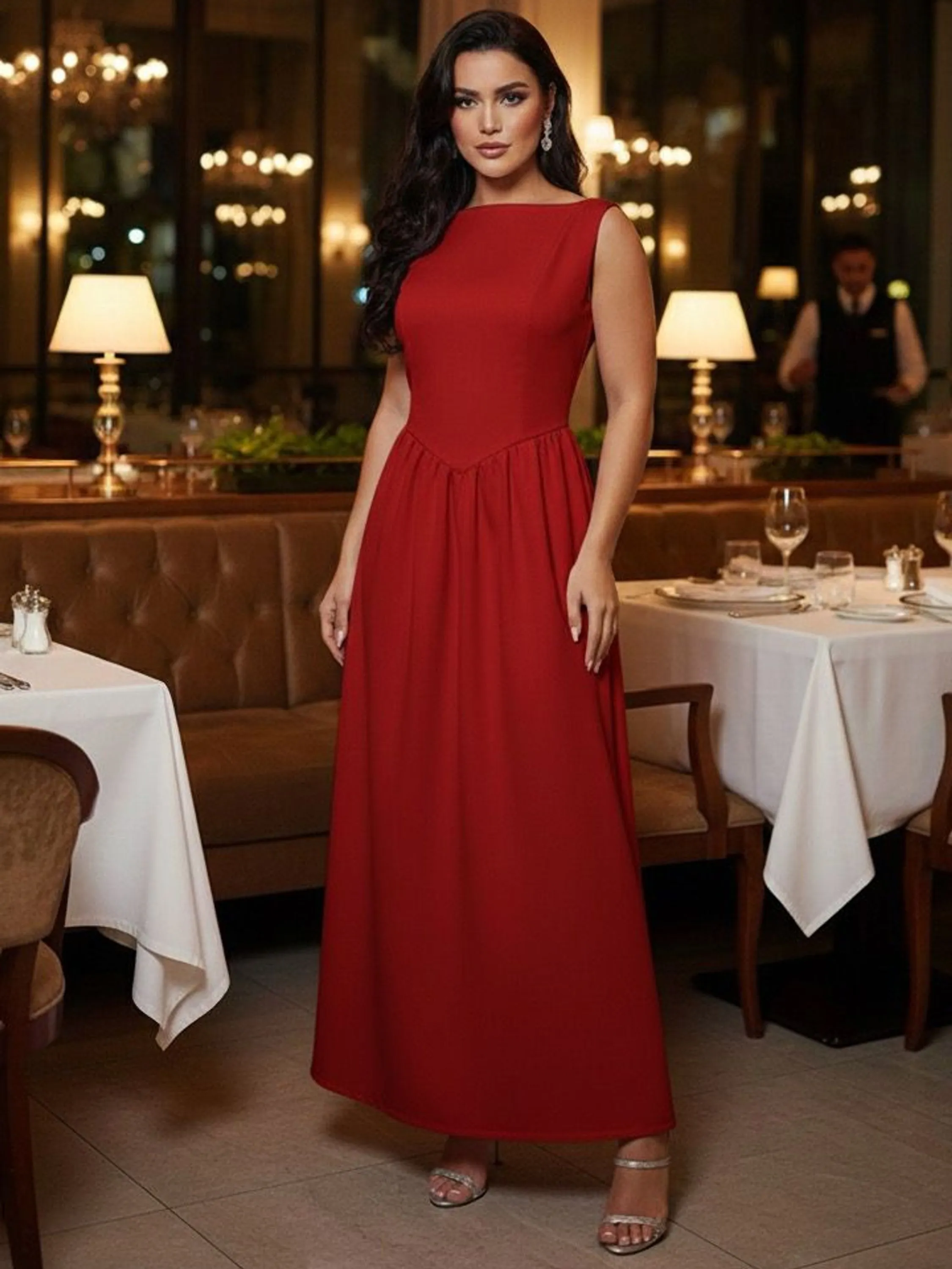 Vestido Flor Midi Tecido Alfaiataria Elegante - Lançamento