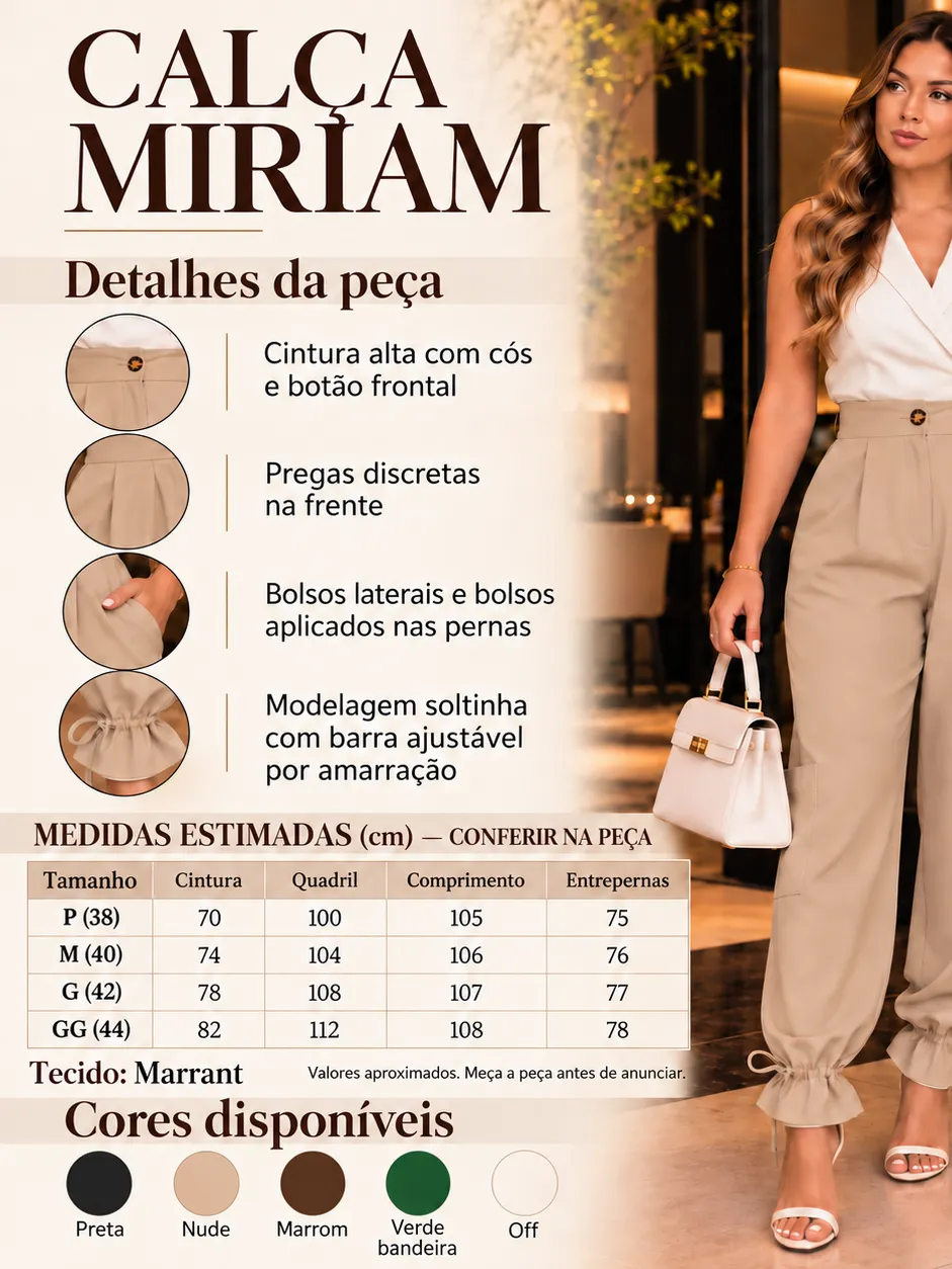Calça Miriam No Marrant de Amarração na Barra-Botões
