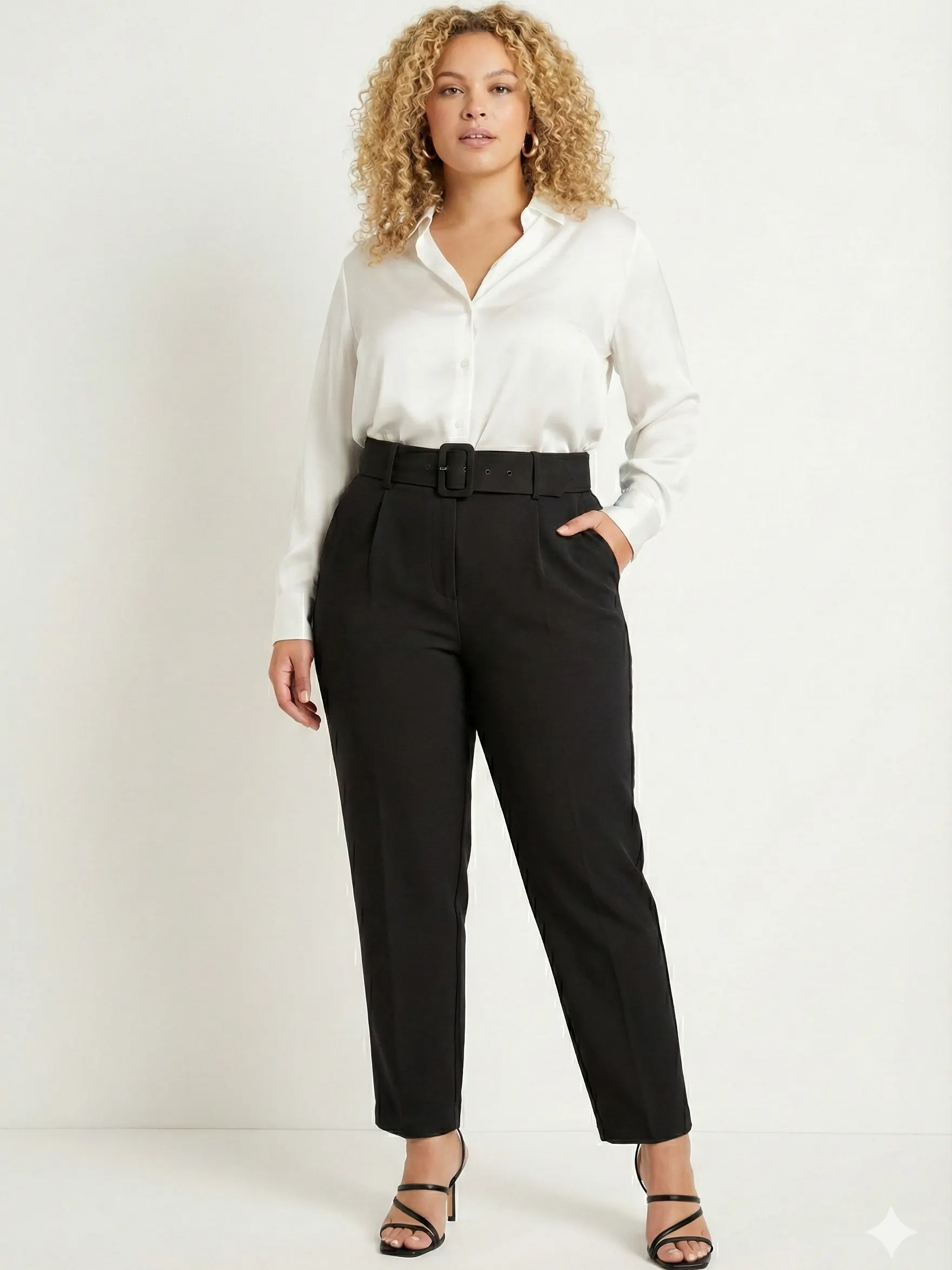 Calça Alfaiataria Plus Size Com Cinto Encapado Removivel