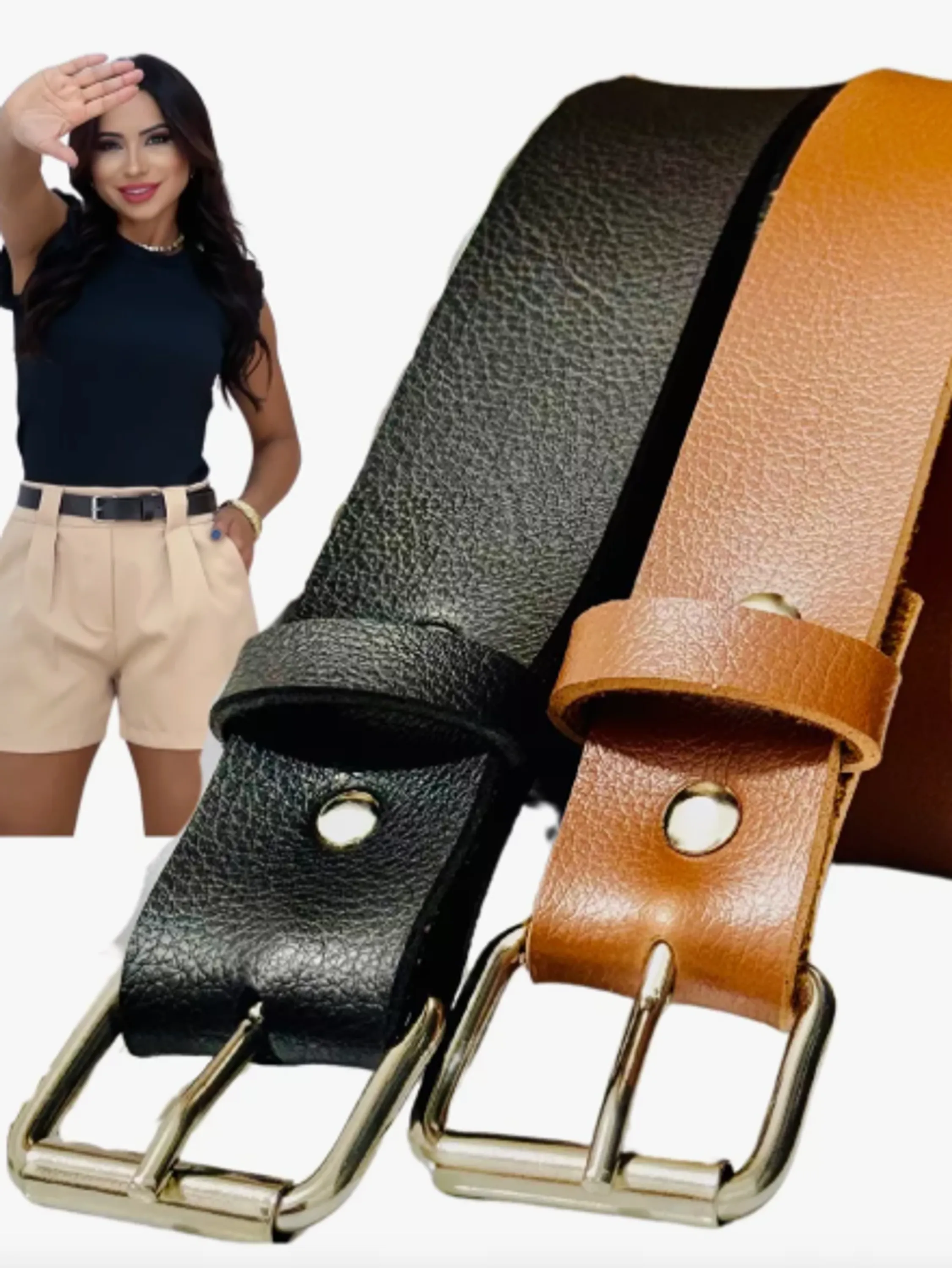 Cinto Fino Corino Para Vestido Short Calça Fivela Alongada
