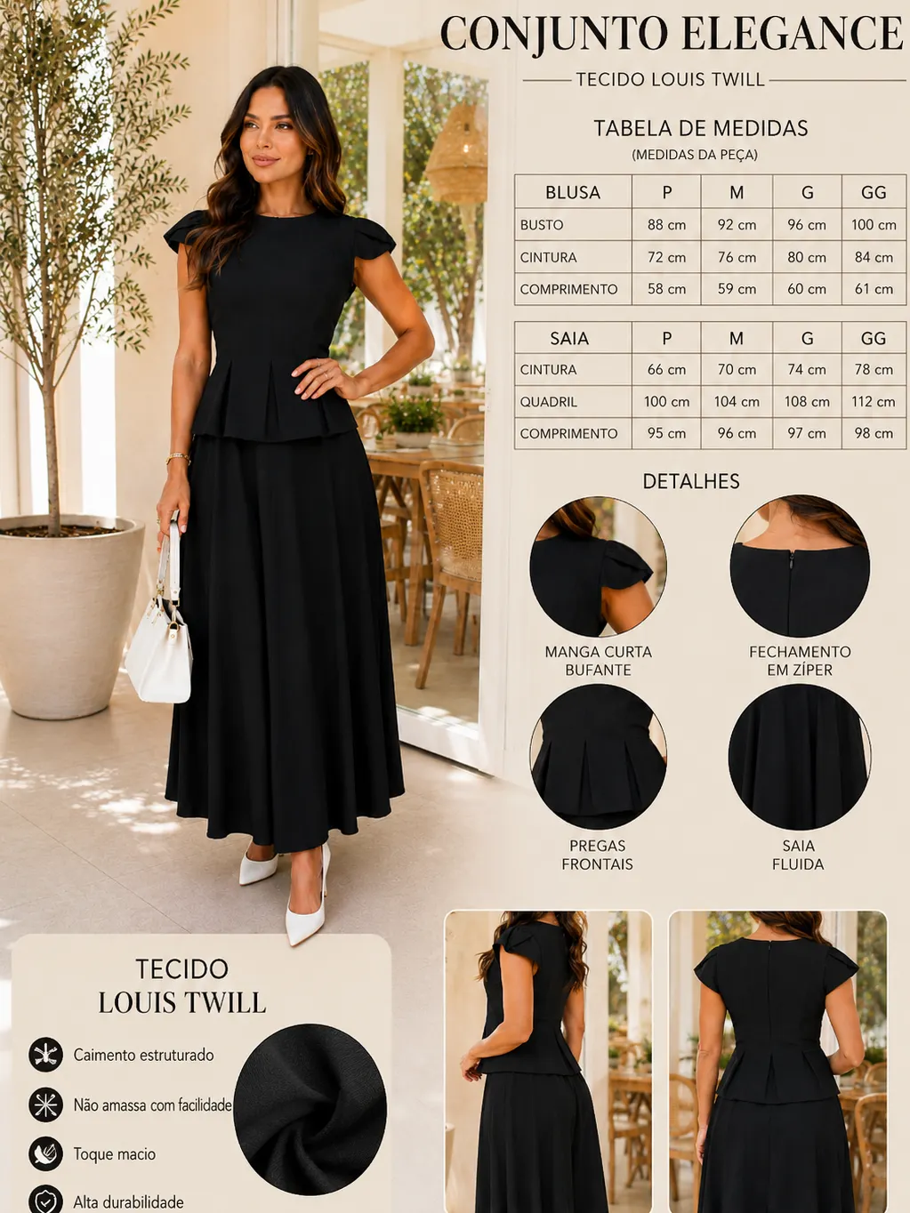 Conjunto Aylla no Tecido Louis Twill-Sofisticação
