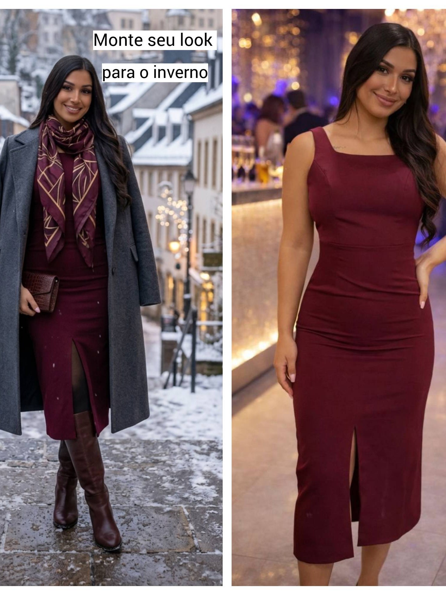 Vestido Júlia Midi Feminino Alfaiataria Com Fenda Premium