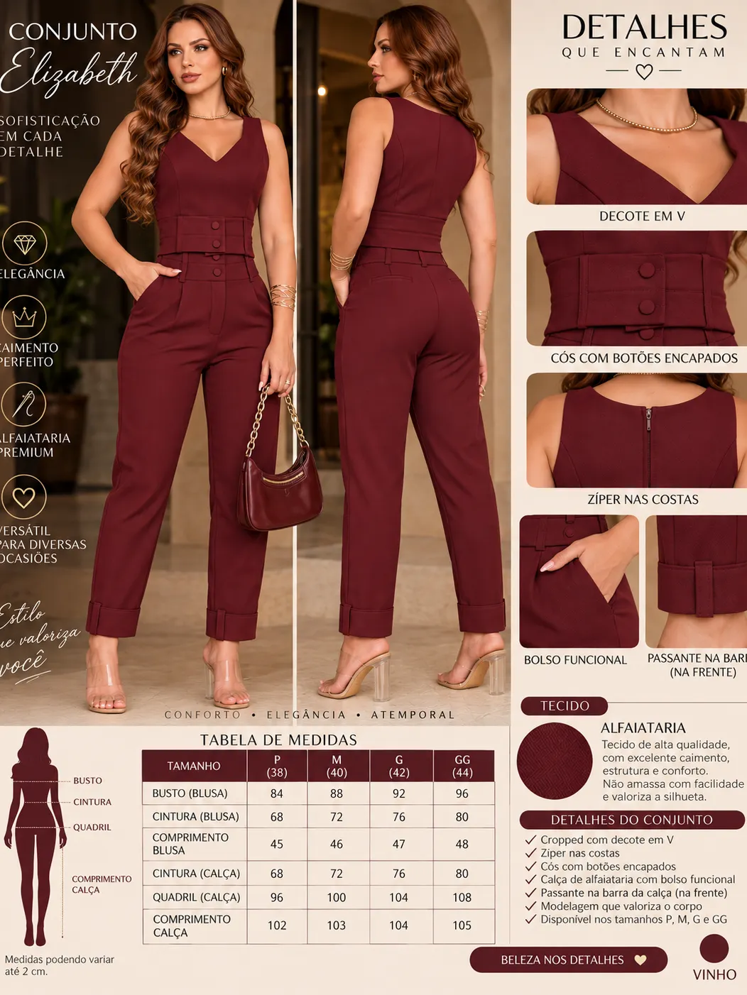 Conjunto Elizabeth no Alfaiataria com Detalhes frontal