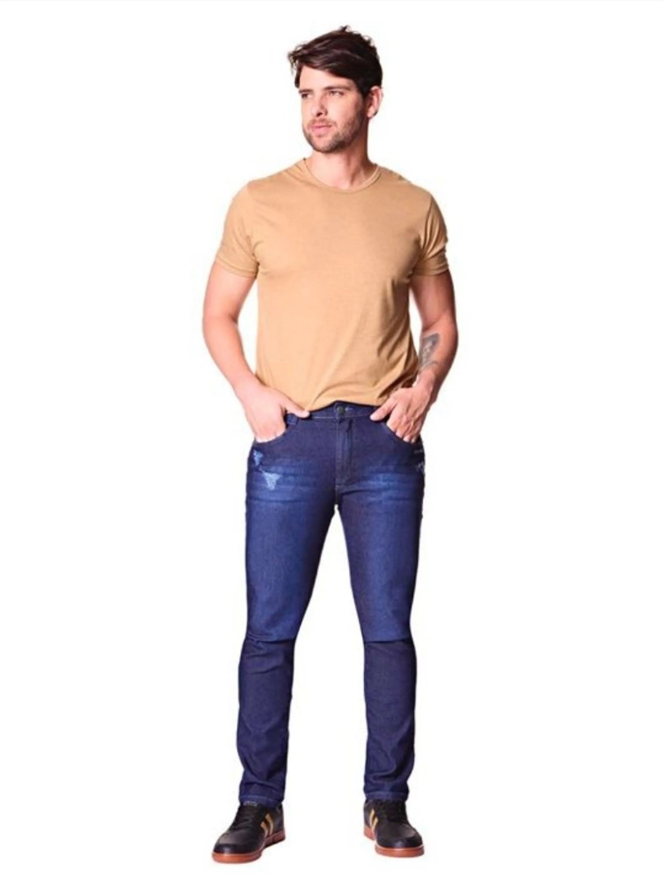 calça jeans masculina modelo skinny sem elastano