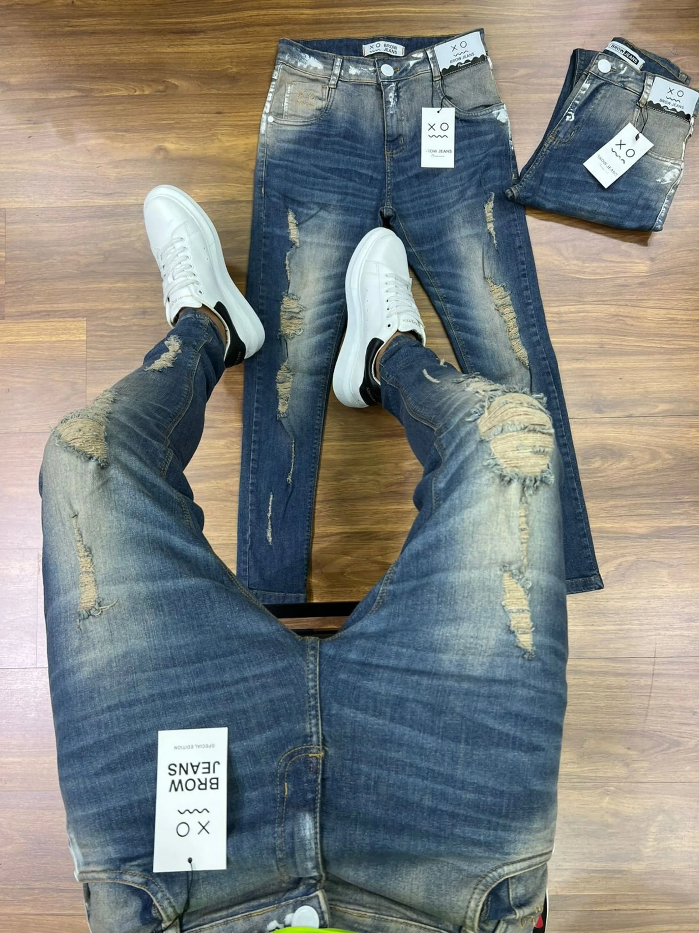 Calça jeans skinny masculina com elastano