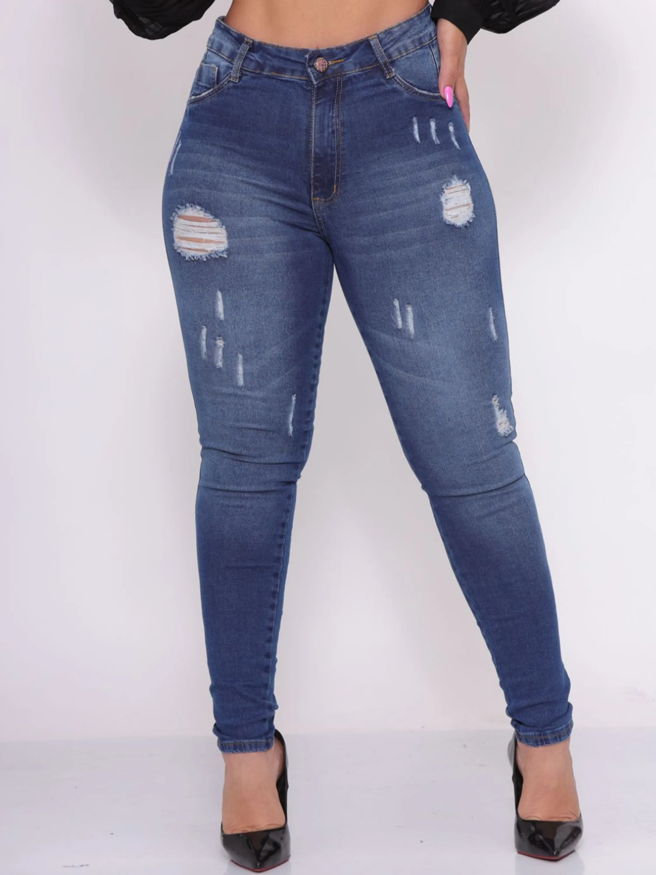 calça jeans feminina modelo skinny com elastano modelo exclusivo levanta bumbum