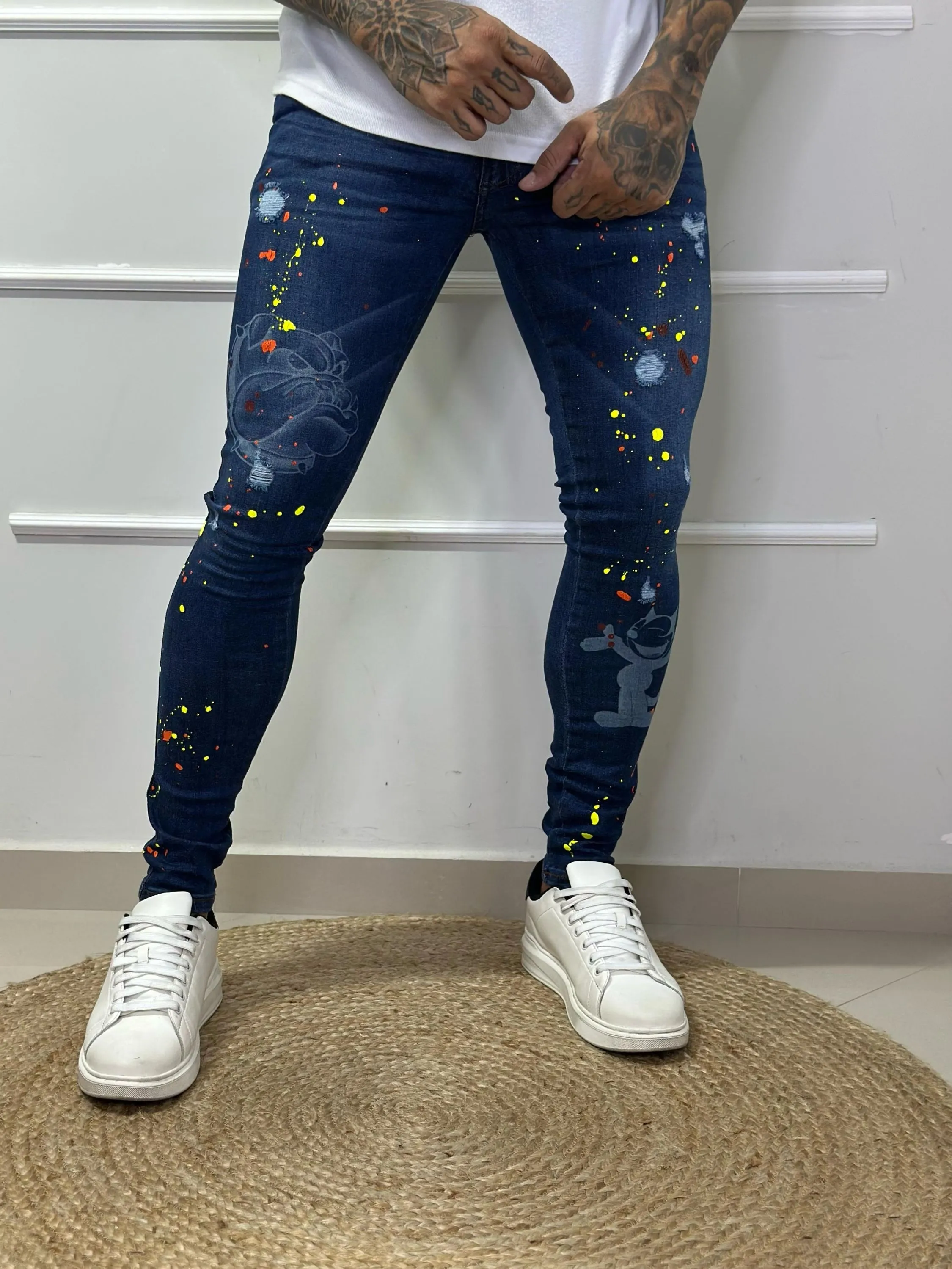 calça jeans skinny masculina jogador com lycra