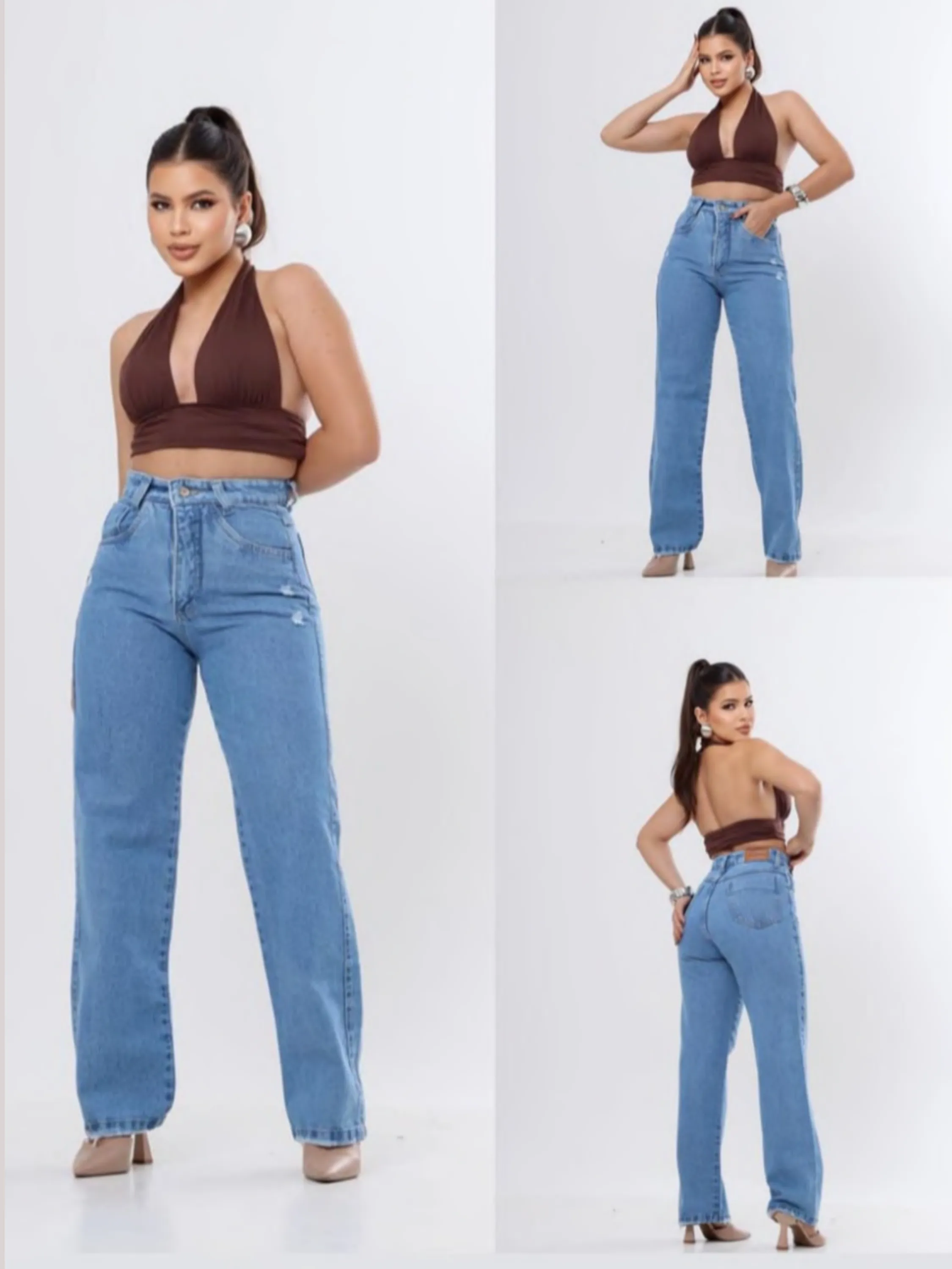widleg jeans feminina tonalidade média