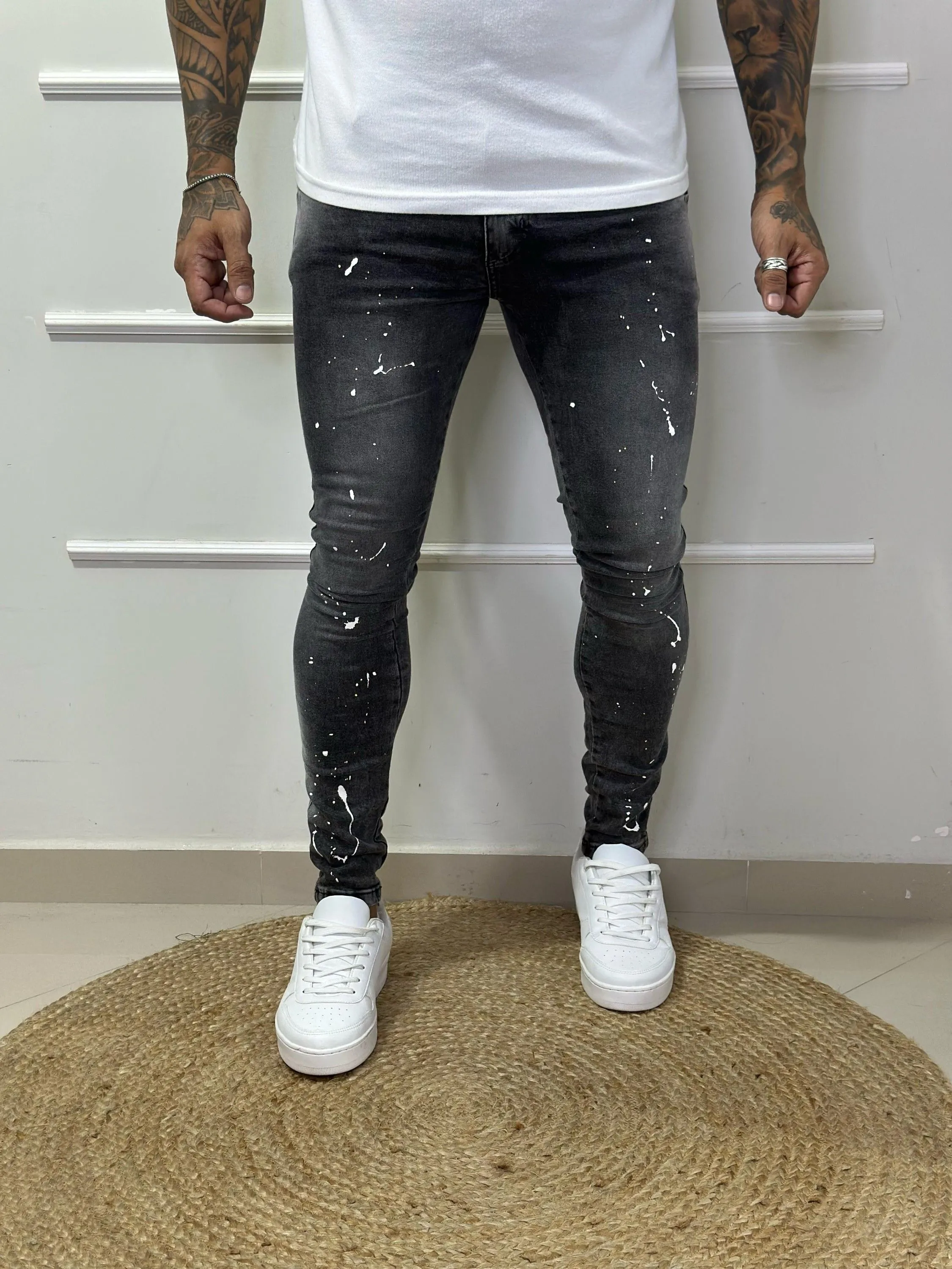 calça jeans skinny masculina com elastano, estilo Jogador
