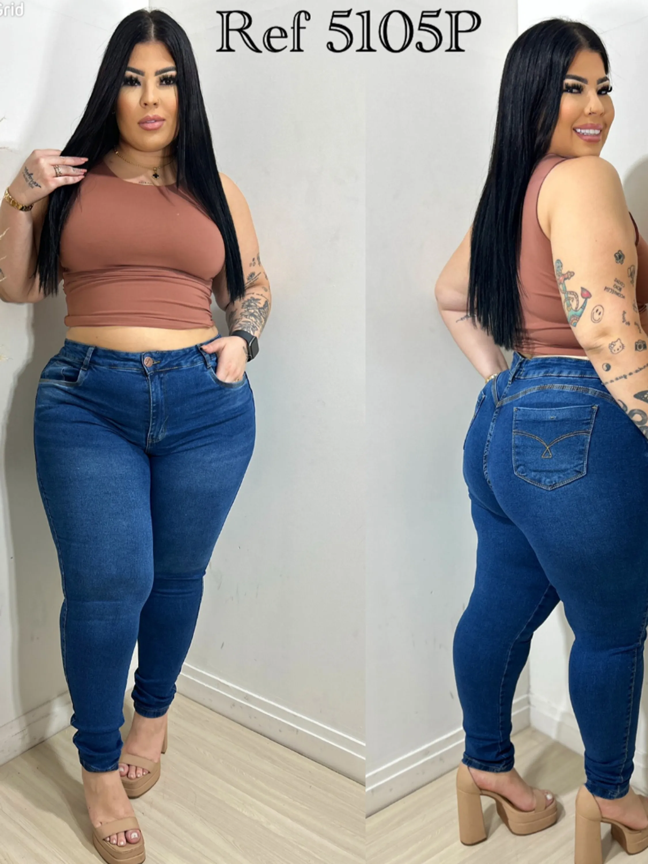 Calça Jeans Plus Size Feminina modelo skinny com elastano modelo exclusivo power do 46 ao 54 direto da fábrica.