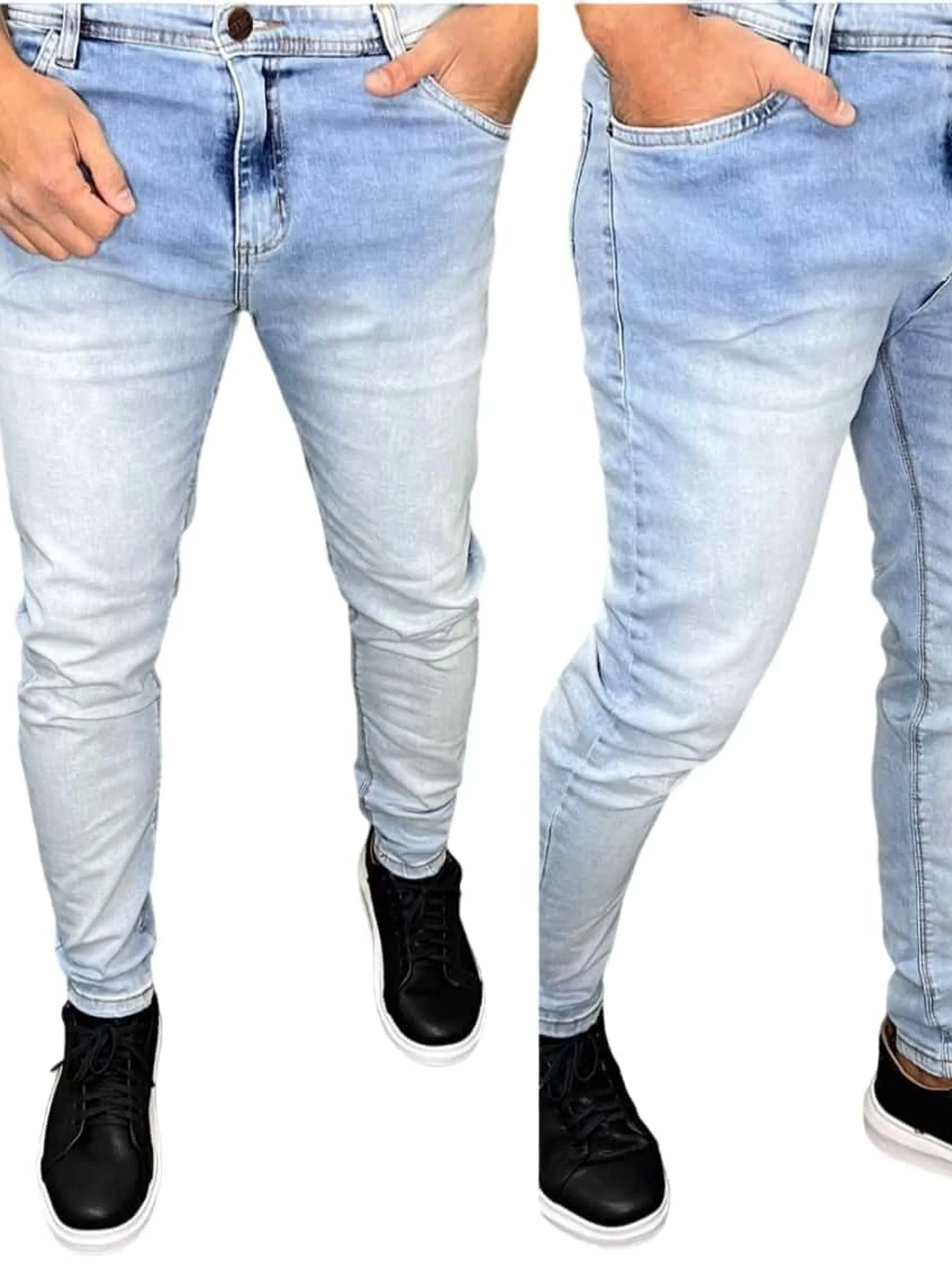 Calça Creed  preta com rasgo nos joelhos masculina, superskinny diferenciada,  Premium, com elastano,estilo e qualidade,confeccionada pra atender o público diferenciado.