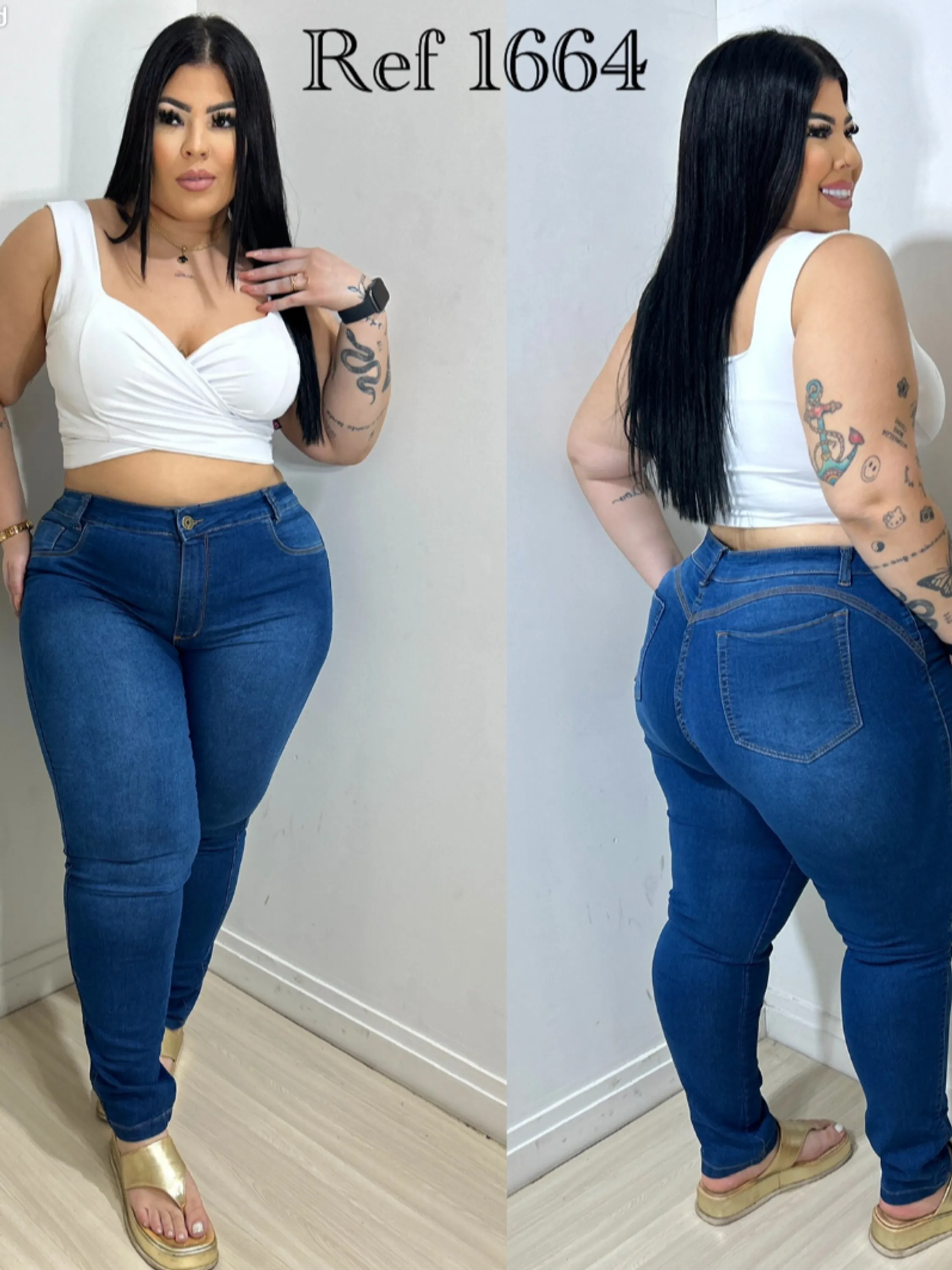 Calça Jeans Plus Size Feminina modelo skinny com elastano modelo exclusivo power do 46 ao 54 direto da fábrica.