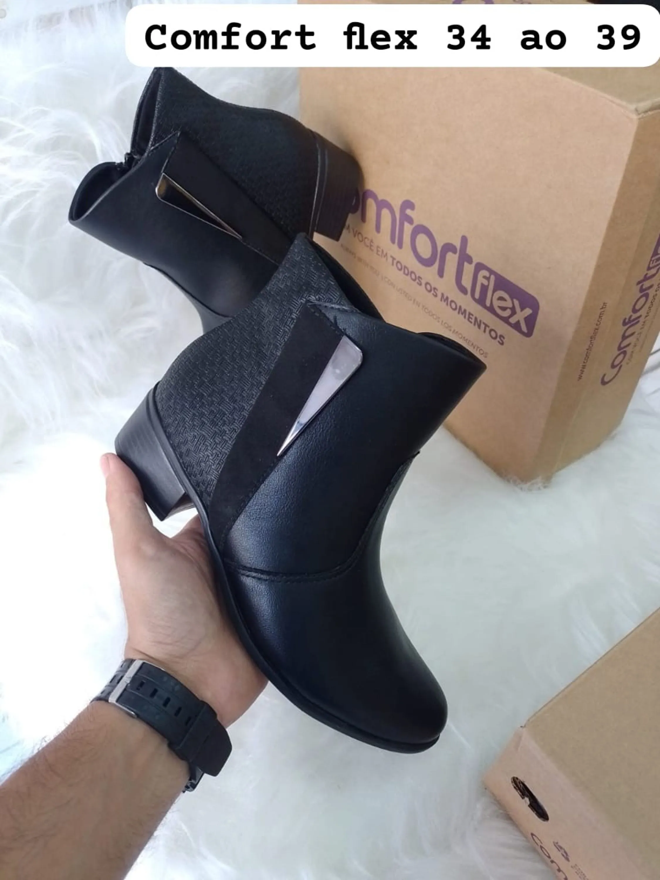 Bota cano curto feminino comfort flex