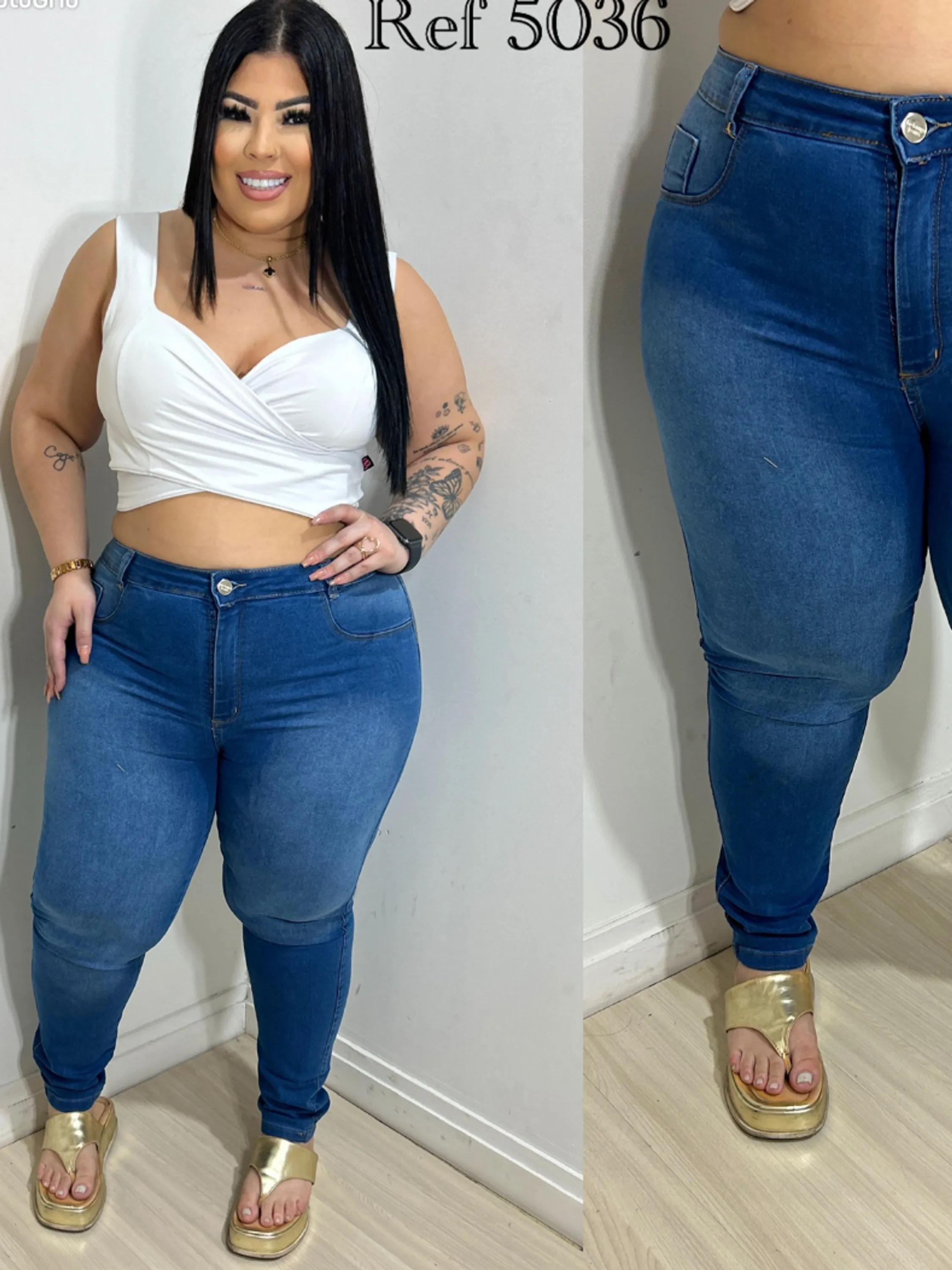 Calça Jeans Plus Size Feminina modelo skinny com elastano modelo exclusivo power do 46 ao 54 direto da fábrica.