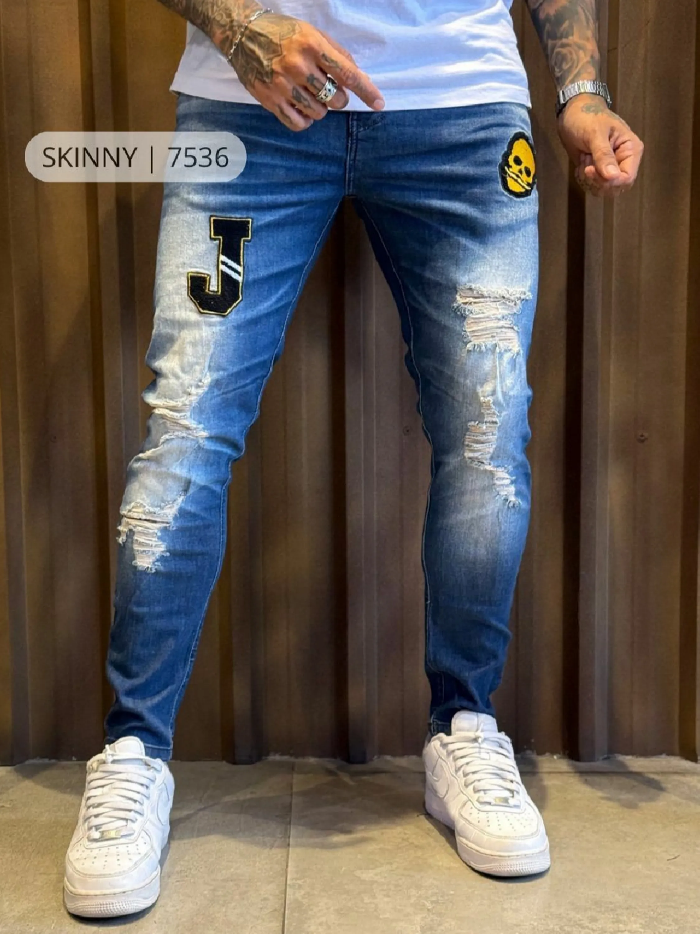 Calça  jeans skinny masculina com elastano