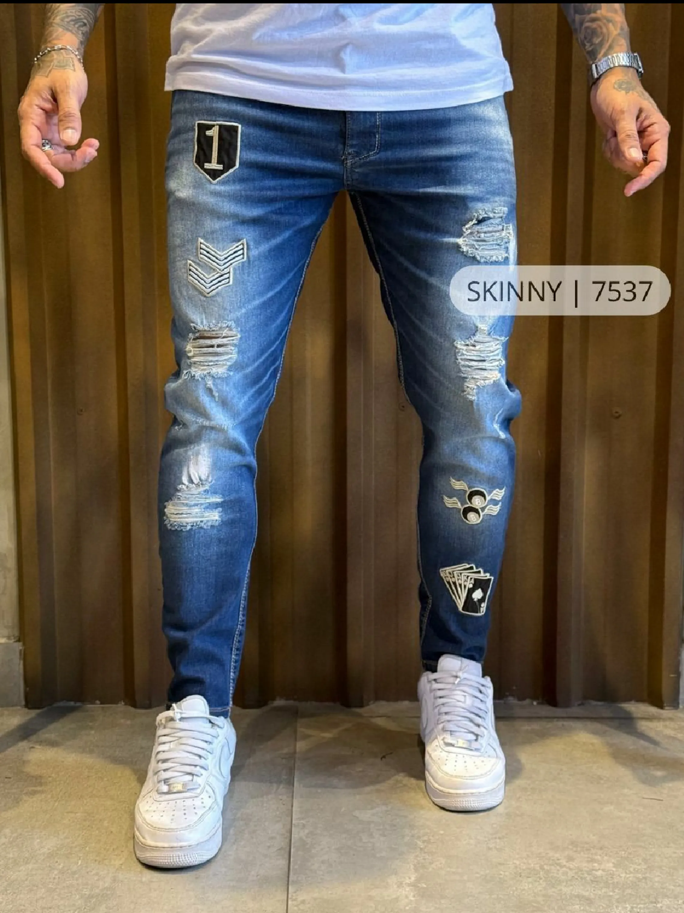 Calça  jeans skinny masculina com elastano