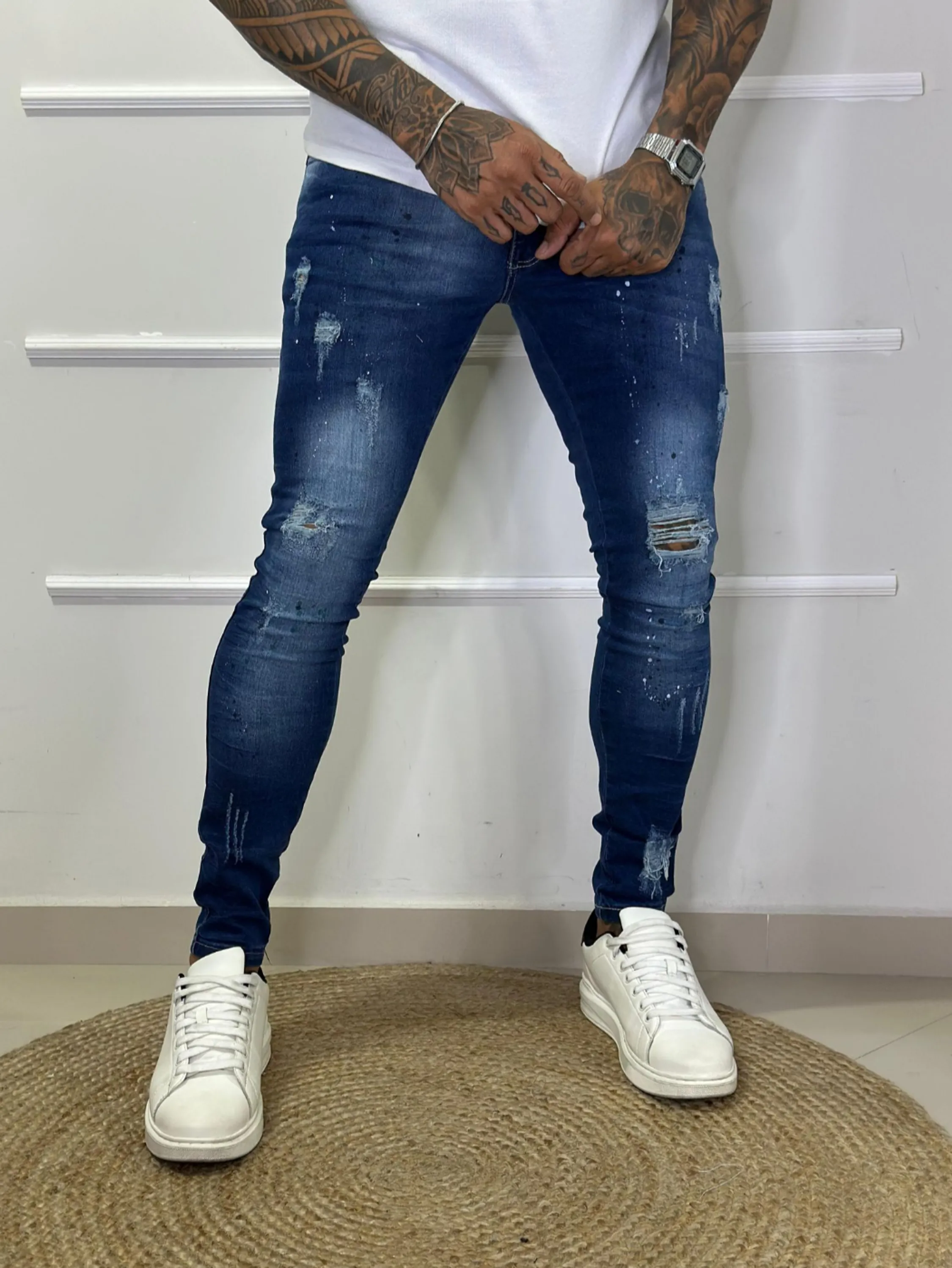 Calça  jeans skinny masculina com elastano