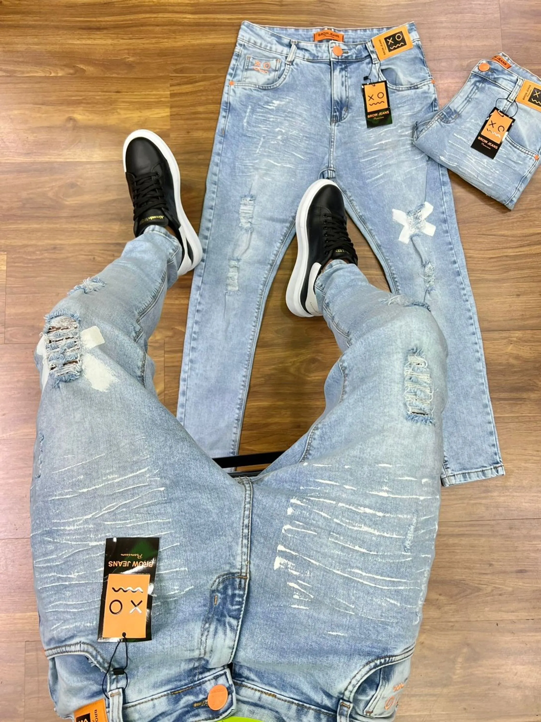 Calça  jeans skinny masculina com elastano  , jogador caro.