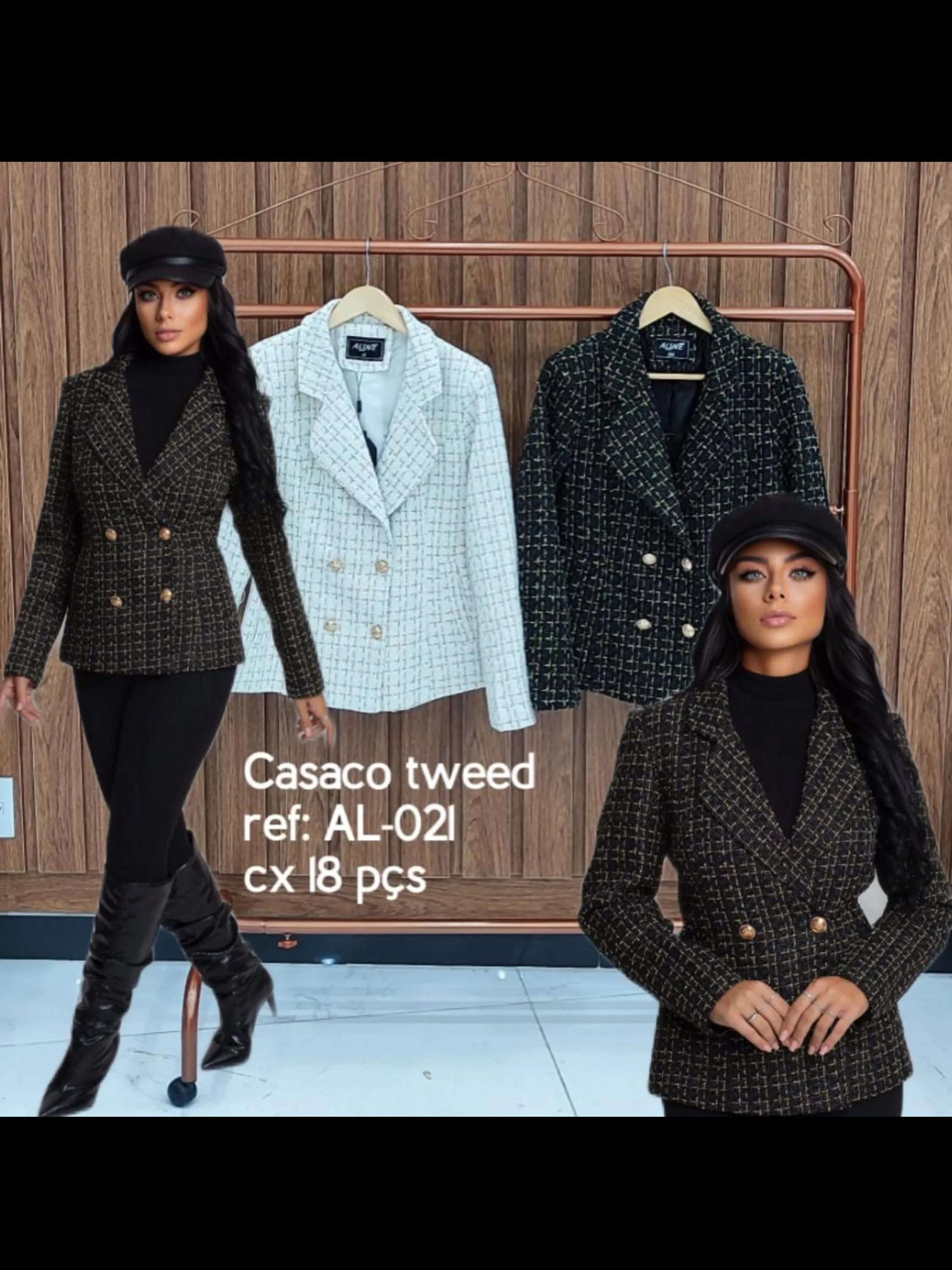 casaco tweed importado, modelo tipo blazer.