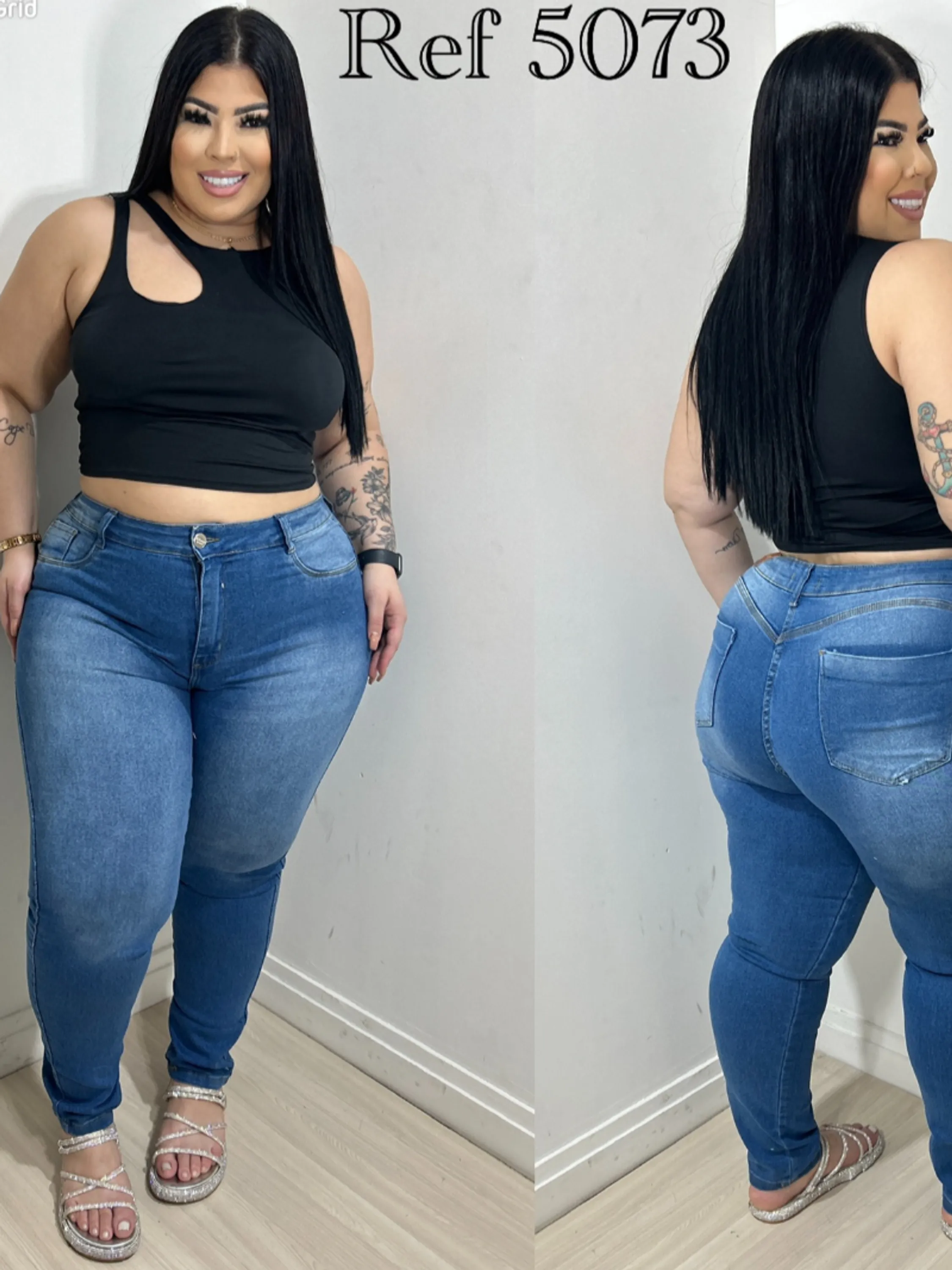 Calça Jeans Plus Size Feminina modelo skinny com elastano modelo exclusivo power do 46 ao 54 direto da fábrica.