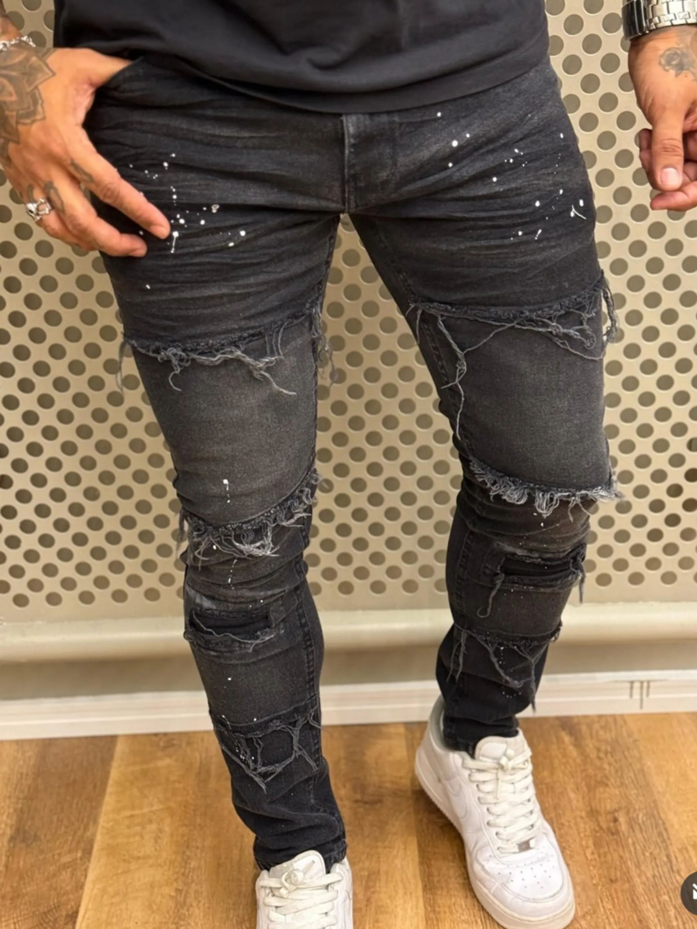 calça jeans grafite  skinny masculina